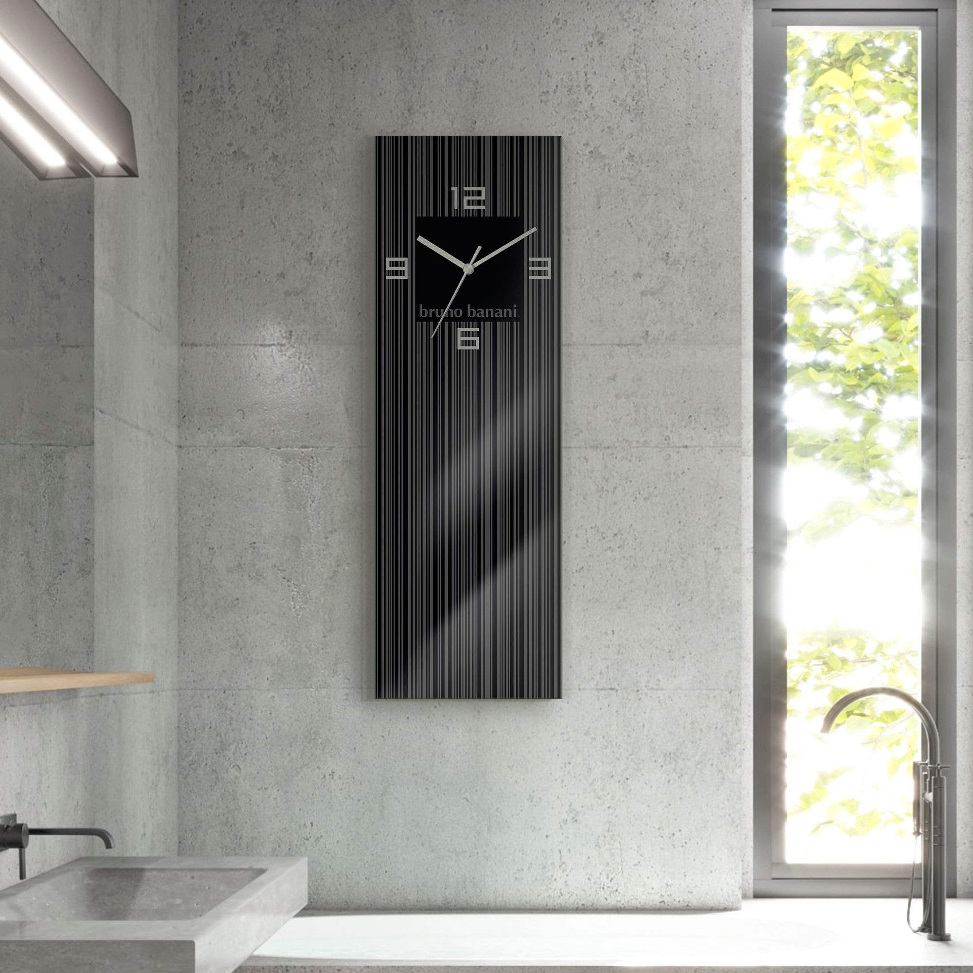 Image of Bruno Banani Wanduhr "Thin Stripes auf Glas" wahlweise mit Quarz- oder Funkuhrwerk, lautlos ohne Tickgeräusche