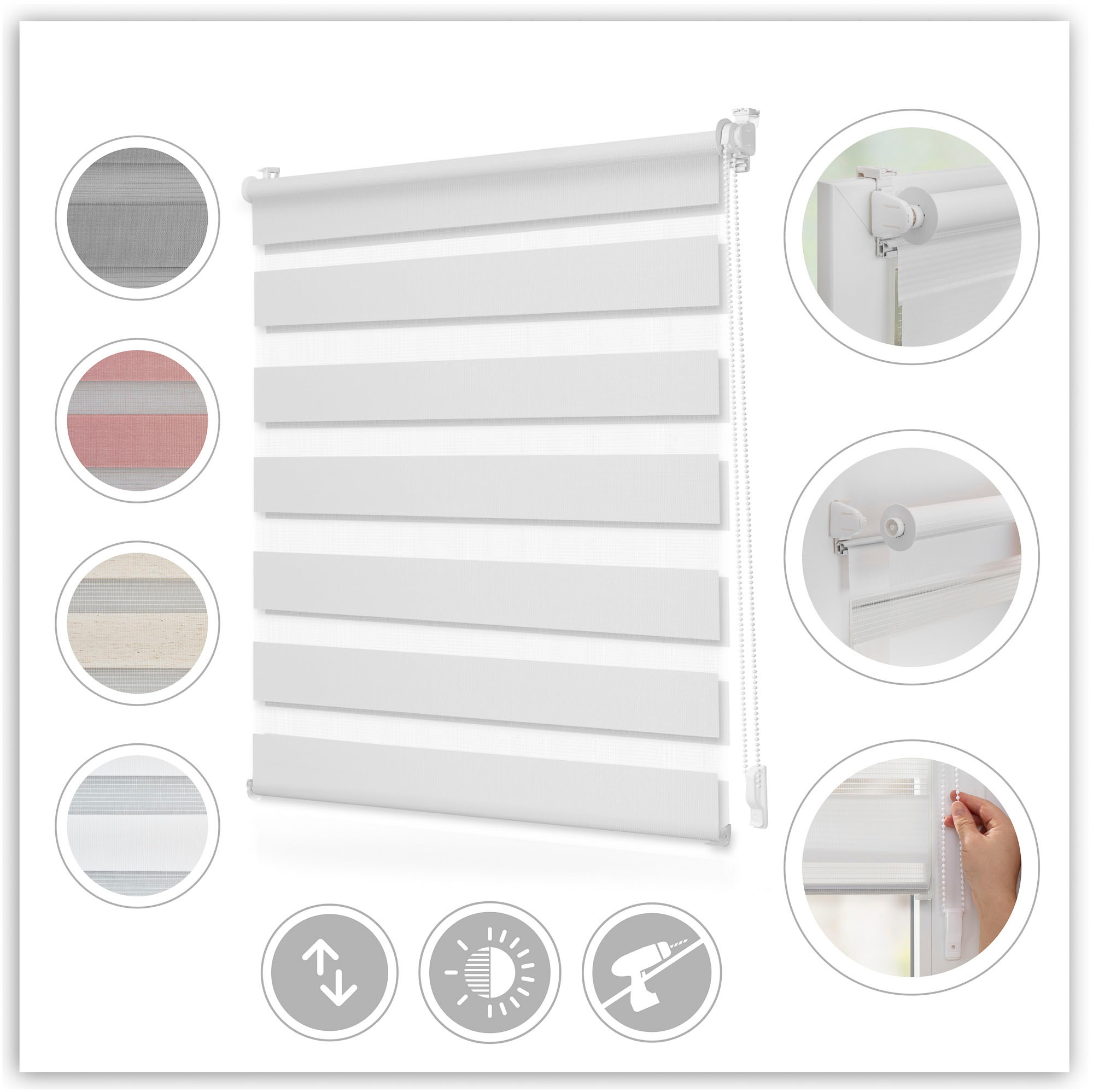 Image of LICHTBLICK ORIGINAL Doppelrollo "Duo-Rollo Klemmfix, ohne Bohren, blickdicht" Lichtschutz Sichtschutz ohne Bohren freihängend einfache Montage des Rollos