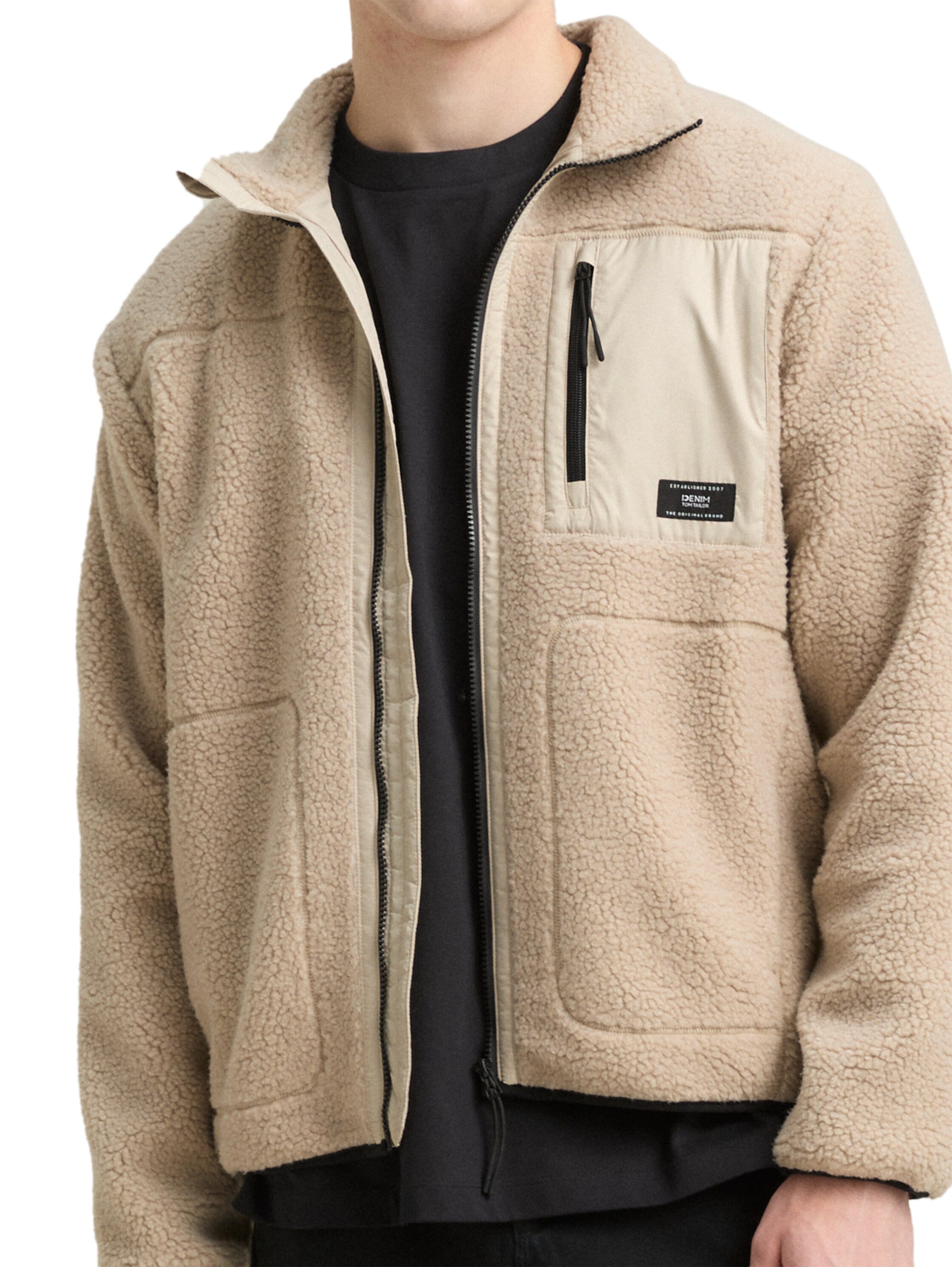 TOM TAILOR Denim Fleecejacke, mit Logo Stickerei