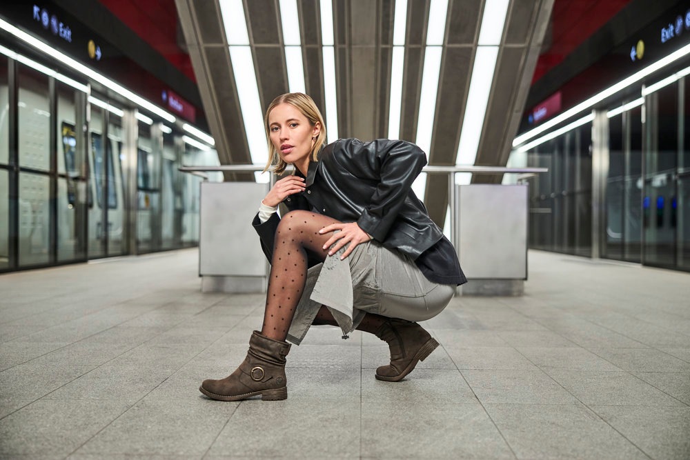 Rieker Bottines  Boots, Blockabsatz, slouchy Schaft und Innenreissverschluss