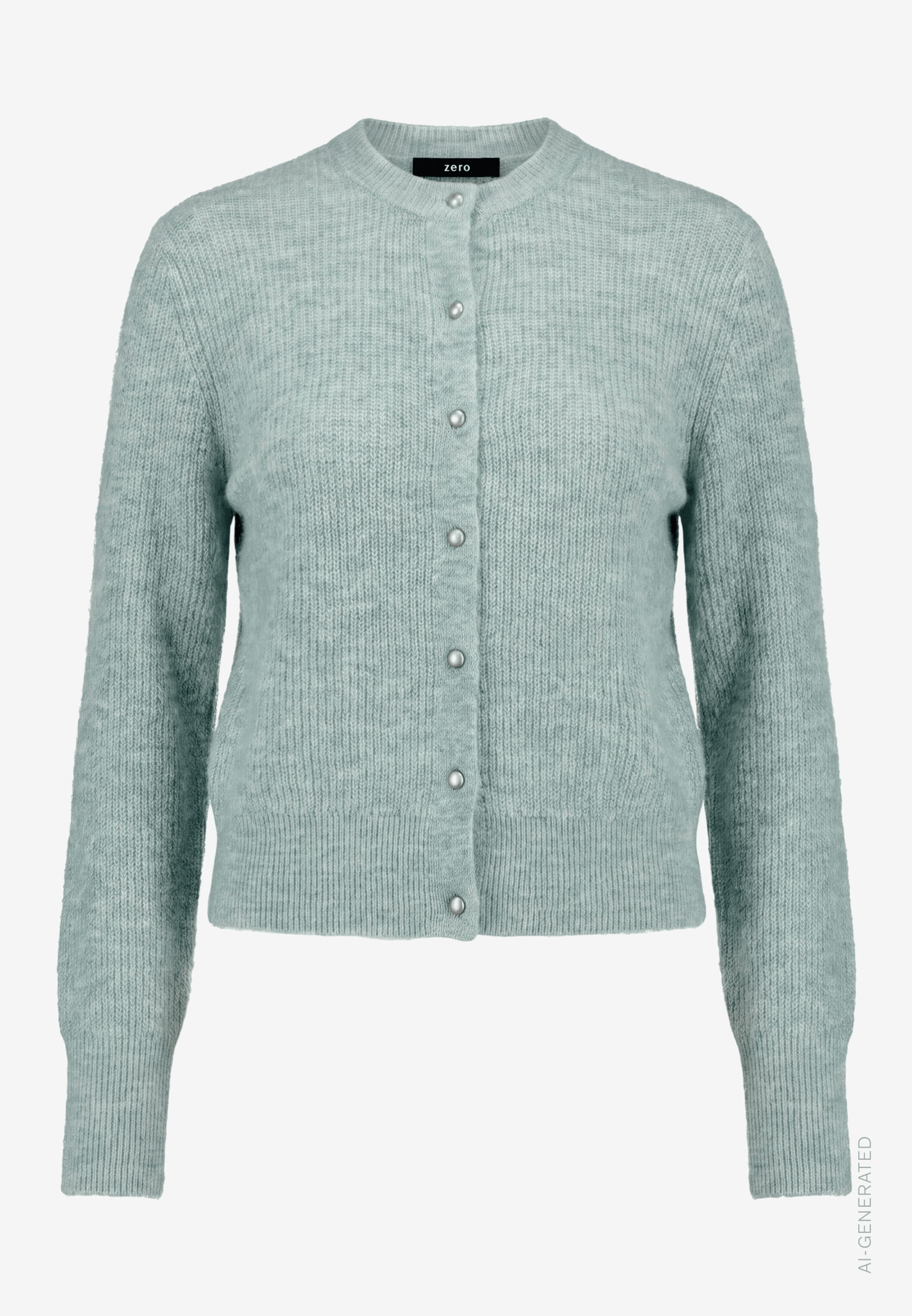 Zero Veste en tricot Cardigan mit Rundhals / Knopfleiste / mit Wolle