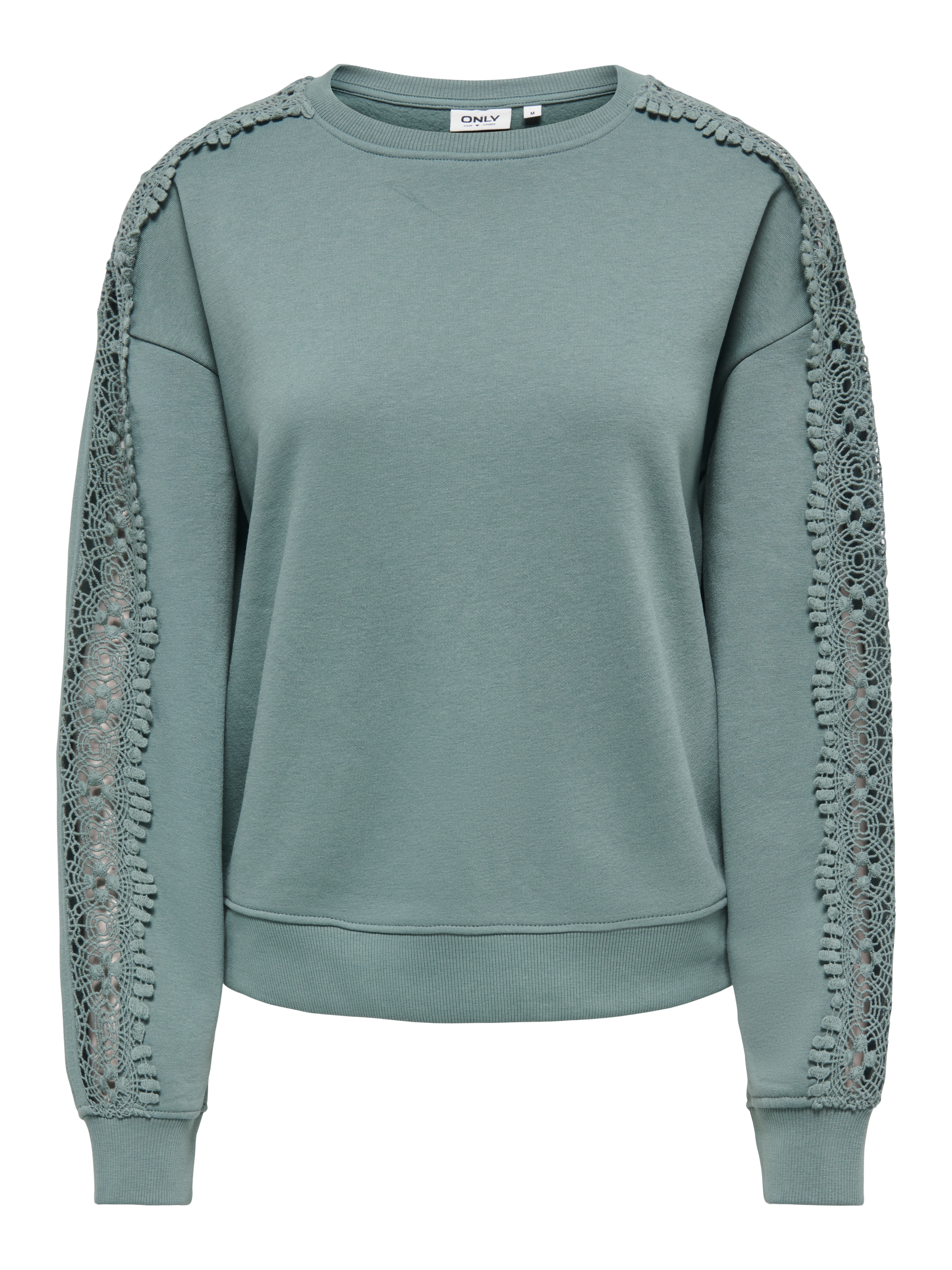 ONLY Sweatshirt »ONLSTILLA L/S O-NECK LACE DETAIL CS SWT«, Baumwollmischung, regular fit
