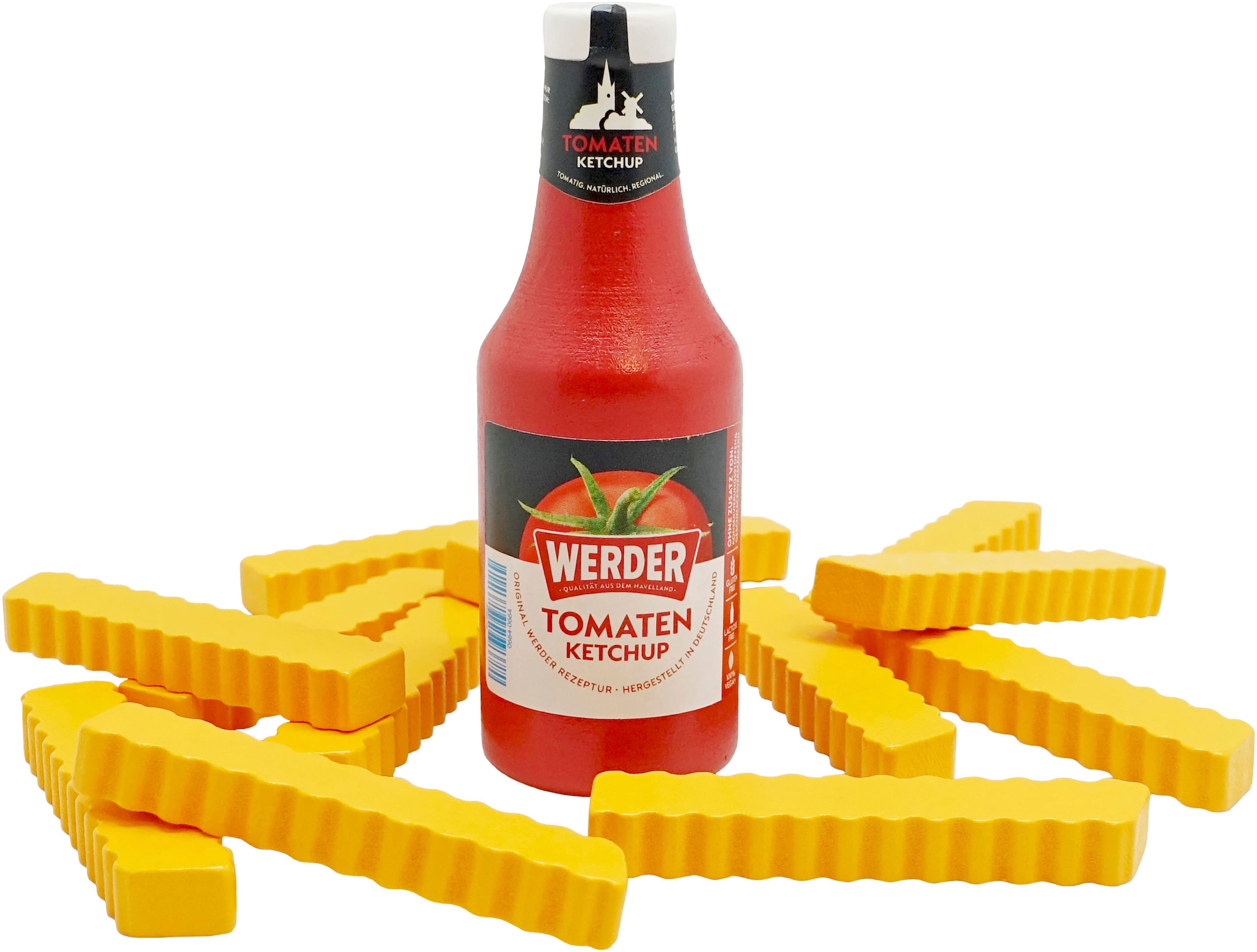 Tanner Spiellebensmittel »Bratwurst zum Schneiden mit Pommes und Werder Ketchup« aus Holz, FSC® - schützt Wald