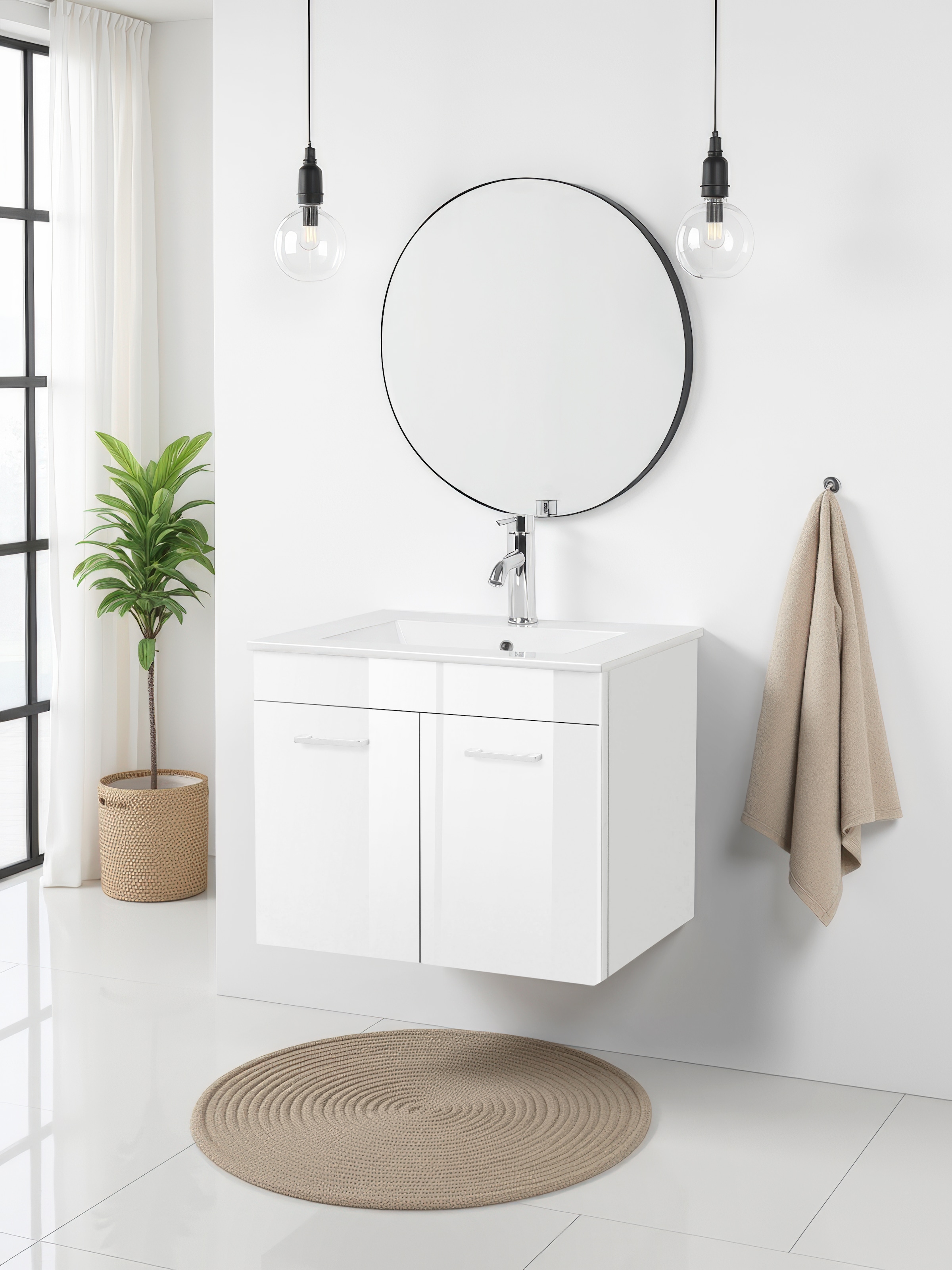 welltime Table de lavage »Florenz, Breite 60cm, 2 Tür, 2 Fächer, MDF-Front« Komplett-Set,  Waschplatz mit 2 Türen,in verschiedenen Farben erhältlich, Badmöbel