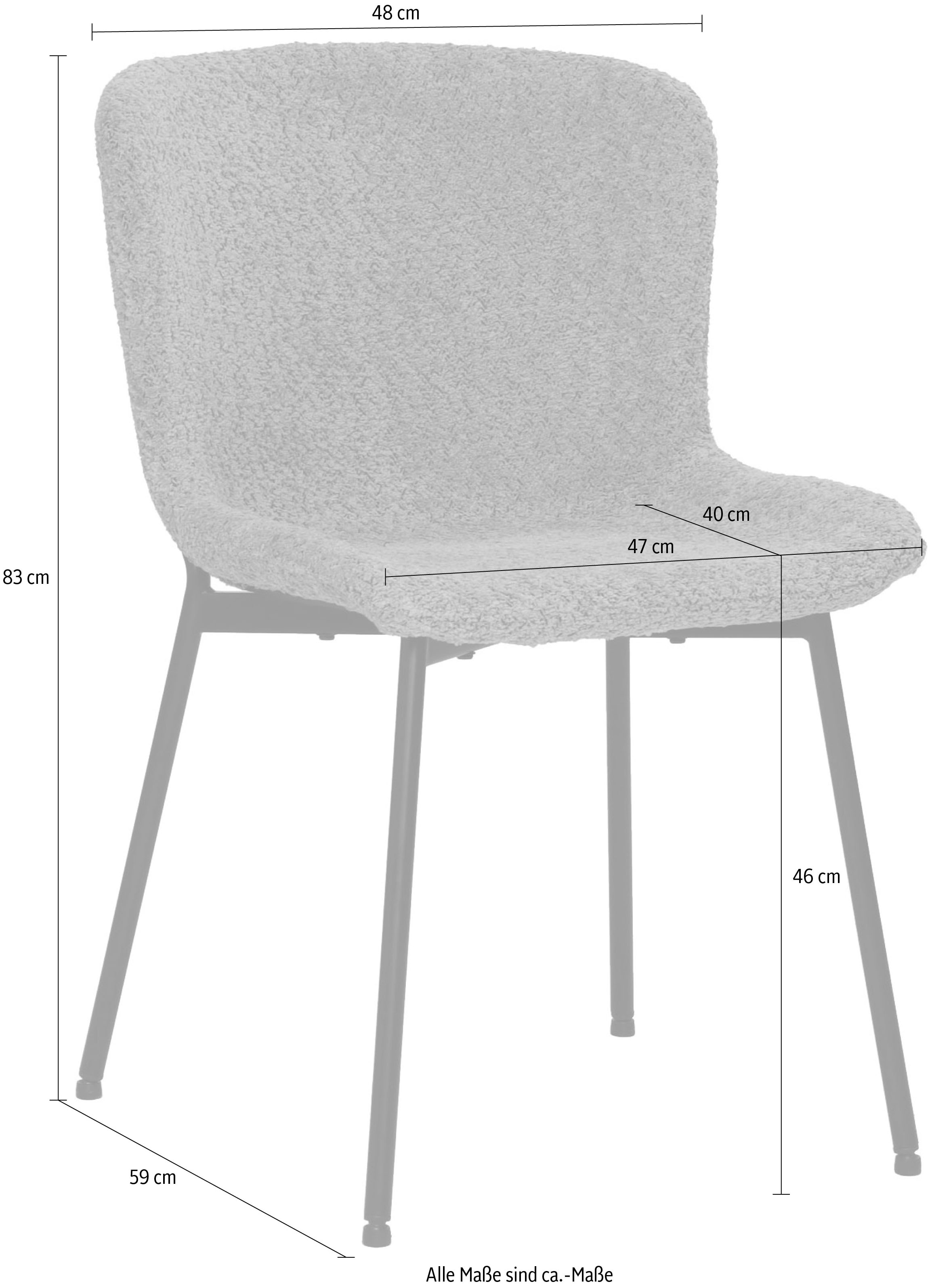 SIT 4-Fussstuhl »Manila 2er-Set Bouclé Esszimmerstühle mit Metallgestell skandinavisch« (Set) 2 Stk.Öko-Tex Bouclé-Bezug & schwarze Metallbeine im Scandi-Look