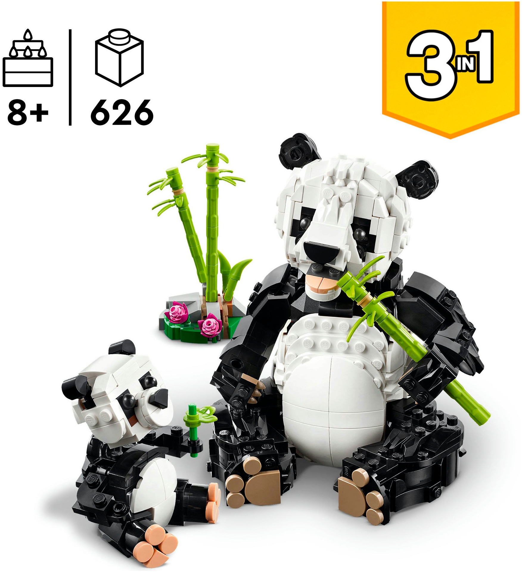 LEGO® Konstruktionsspielsteine »Wilde Tiere: Pandafamilie (31165), LEGO Creator« Made in Europe