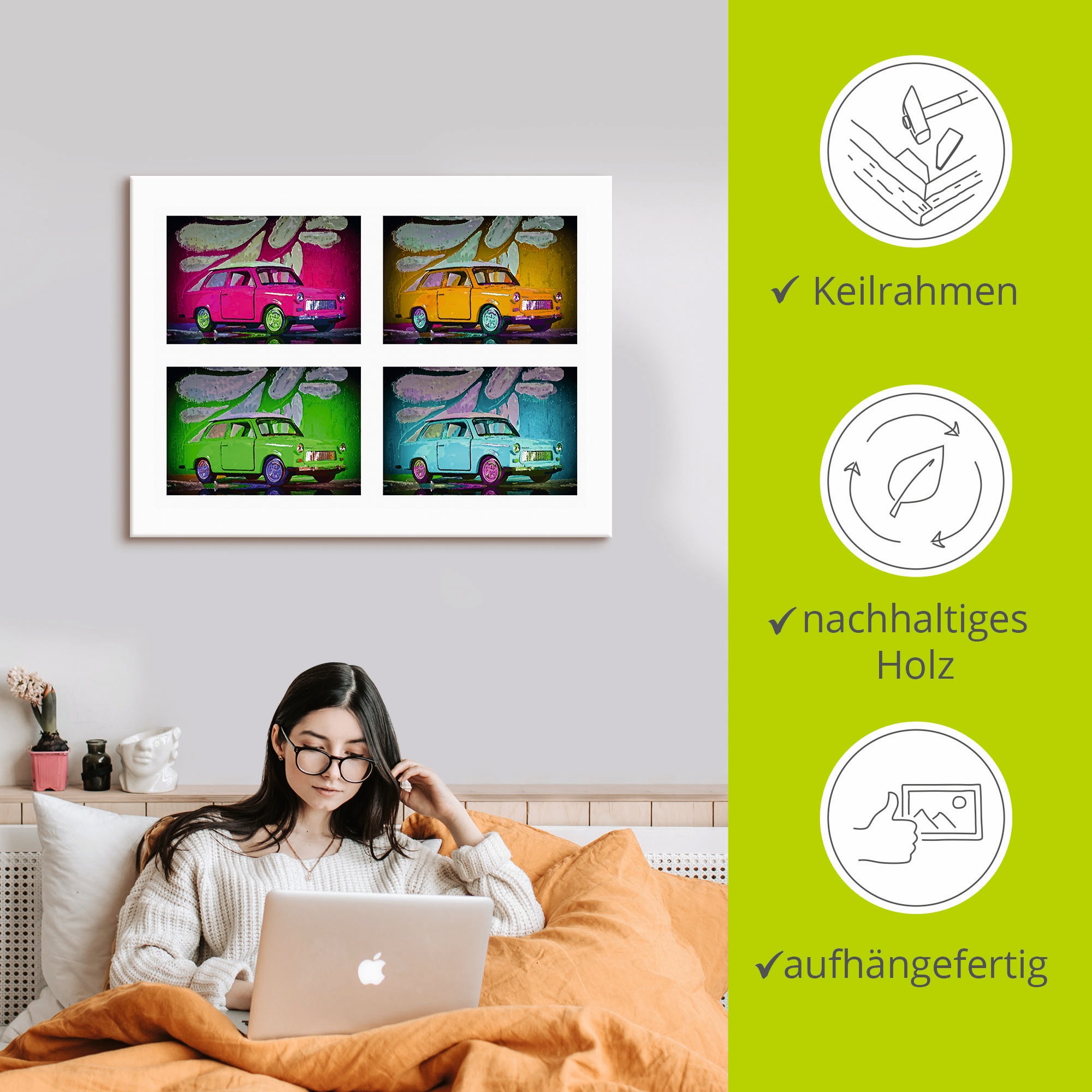 Artland Leinwandbild »Spitzname Trabbi« Auto 1 Stk. tlg. auf Holzrahmen gespannt