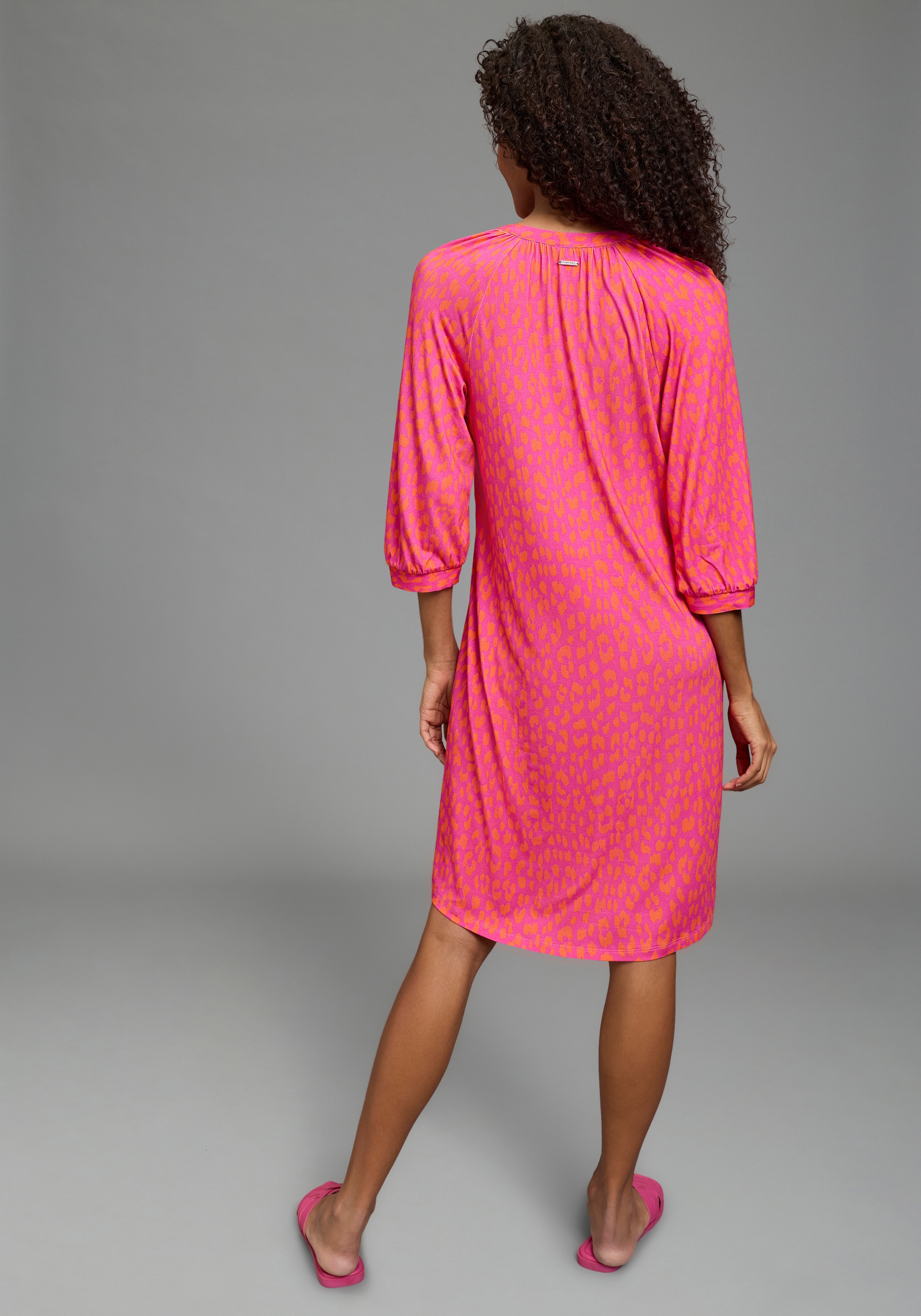 Laura Scott Robe d'été Mini-Look, mit V-Ausschnitt, mit Halbarm, aus Viskose und Elasthan