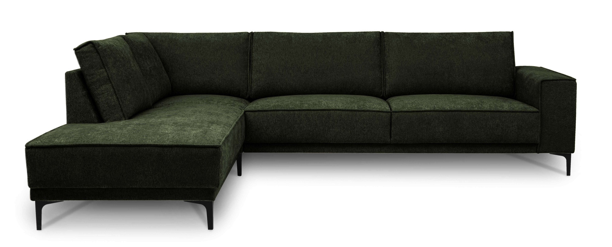 Places of Style Ecksofa »Polsterecke Oland, Struktur, Flachgewebe, Luxus-Microfaser, Boucle«, L-Form, 289 cm, Wellenunterfederung, Skandi-Design, Metallfüsse