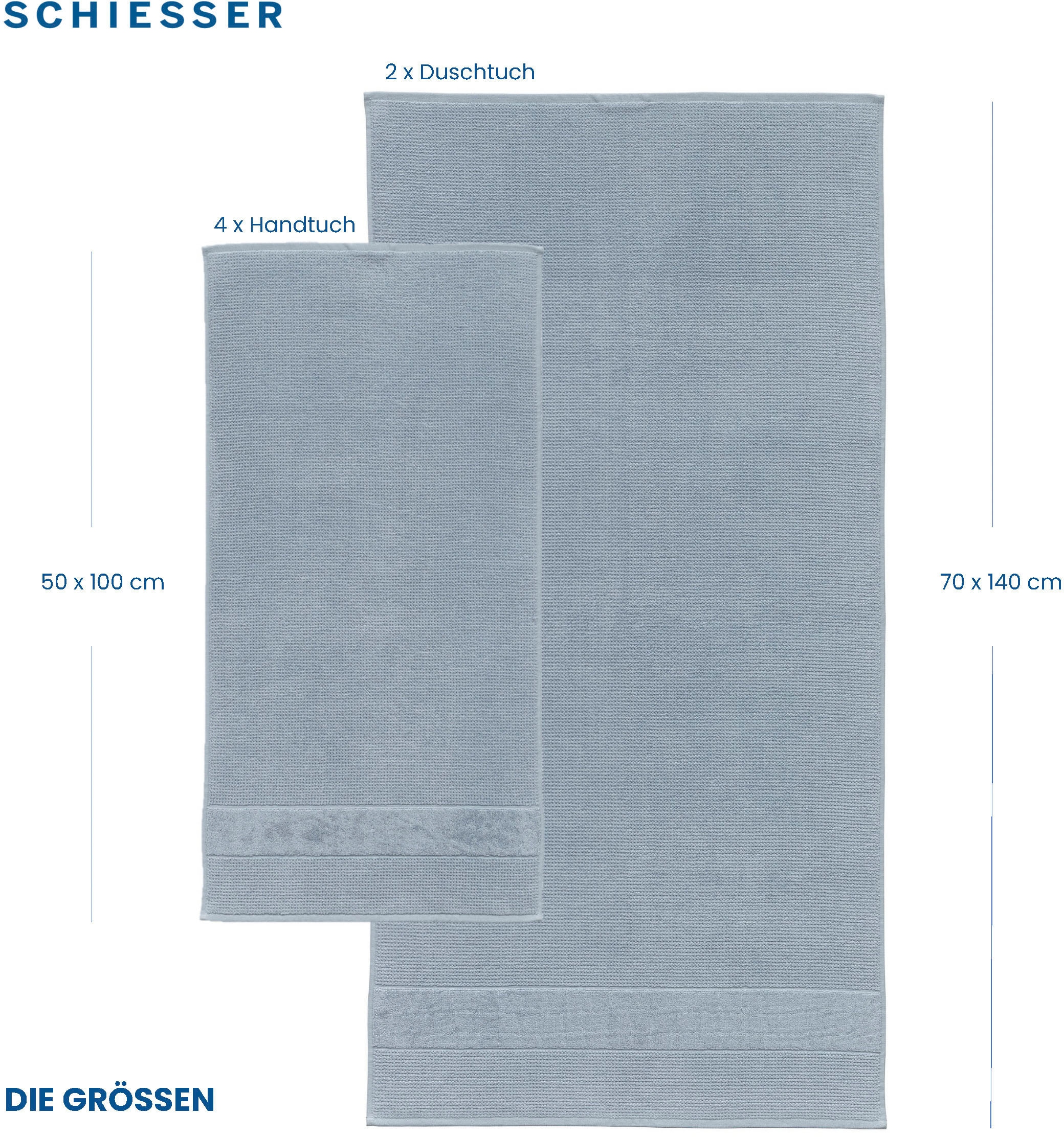 Schiesser Handtücher »Turin im 4er günstig by Baumwolle«, OEKO-TEX®-zertifiziert Set 100% IN MADE aus GREEN Reiskorn-Optik, kaufen (2 St.)