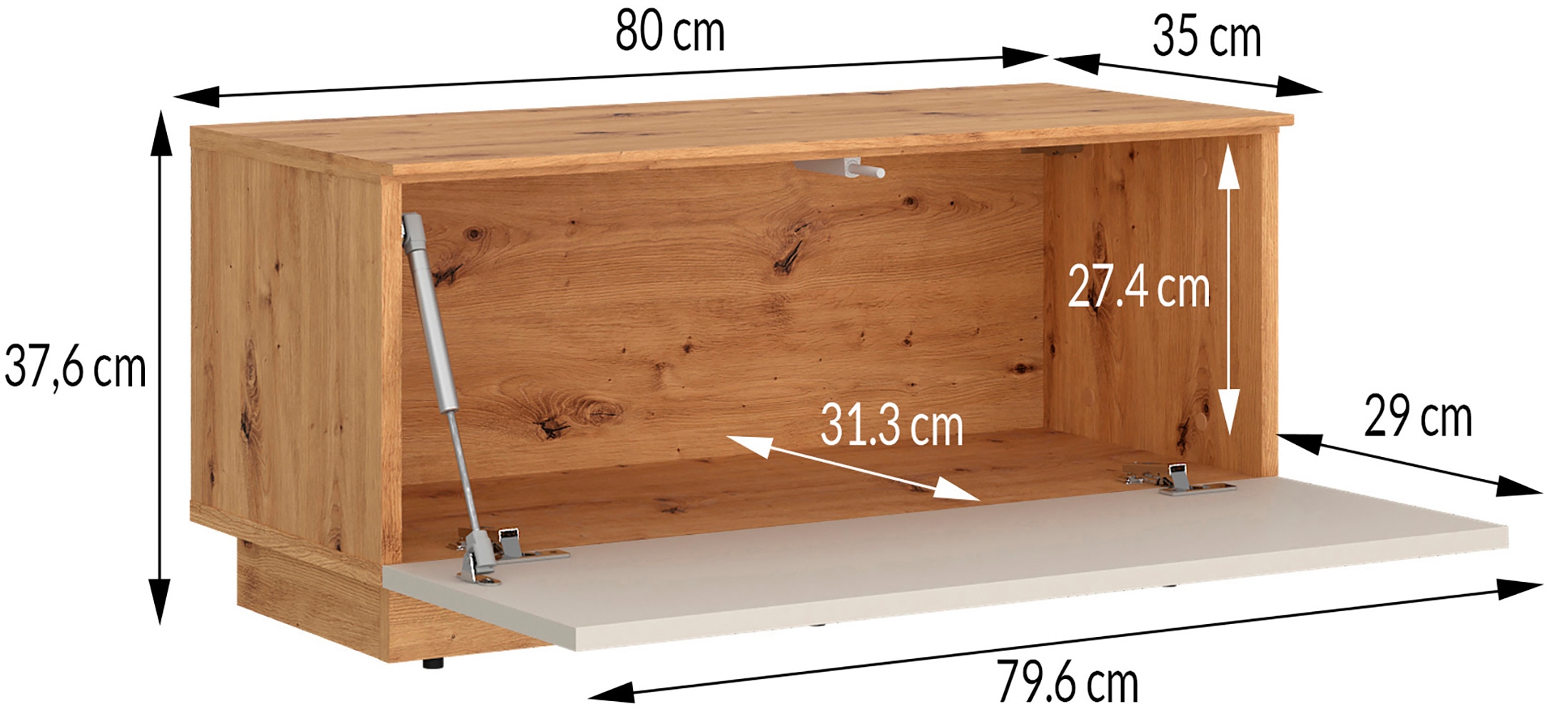 GOODproduct Lowboard »kompakt, mit überraschend viel Stauraum, 1 Klappe« hängend oder stehend, grifflos, modern, Breite 80cm