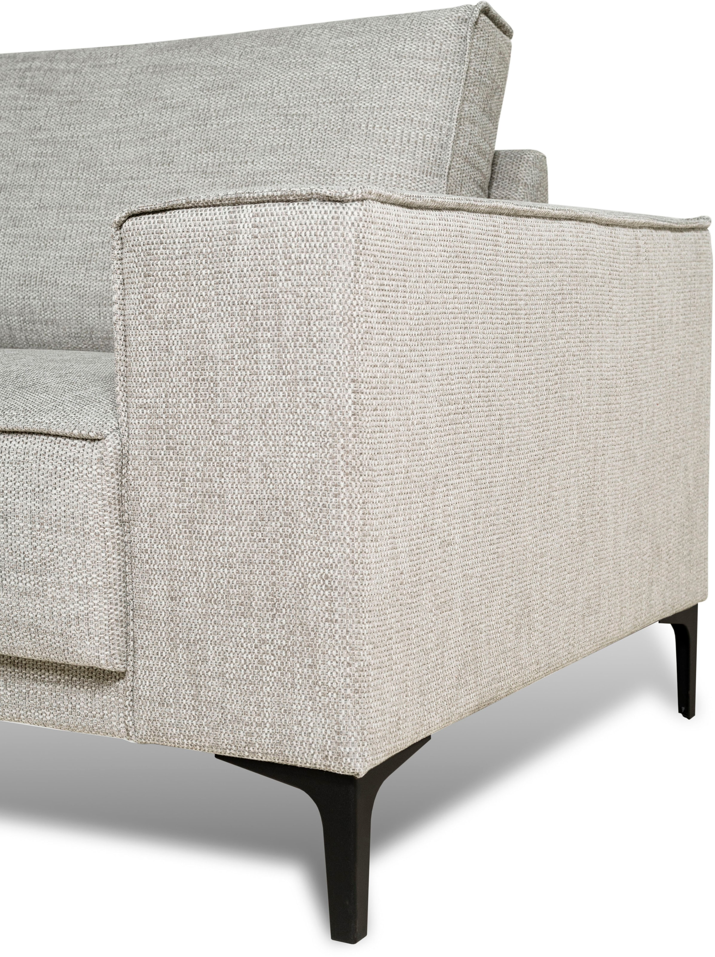 Places of Style Ecksofa »Polsterecke Oland, Struktur, Flachgewebe, Luxus-Microfaser, Boucle«, L-Form, 280 cm, Wellenunterfederung, Skandi-Design, Metallfüsse