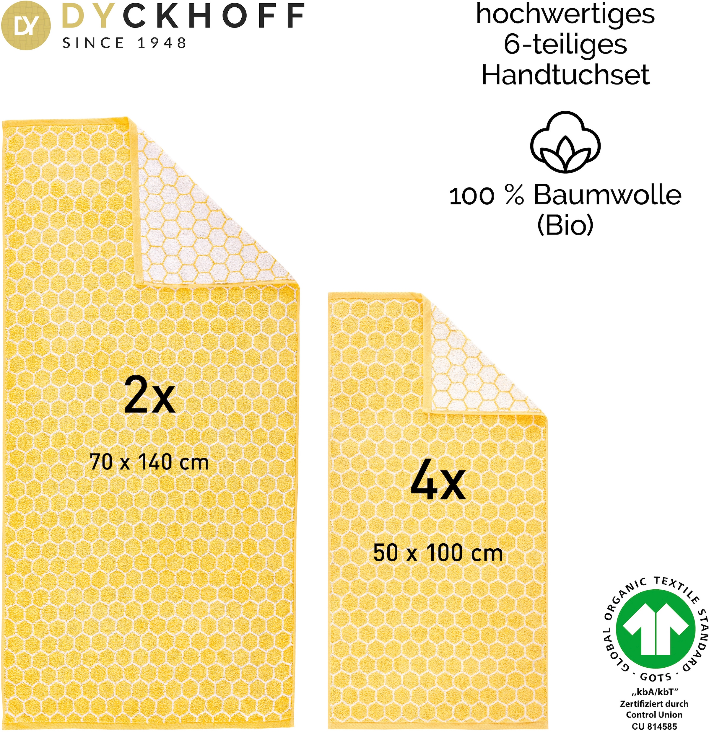 Dyckhoff Handtuch Set »Pure Natural Honey« Set 6 Frottier BIO Baumwolle, GOTS