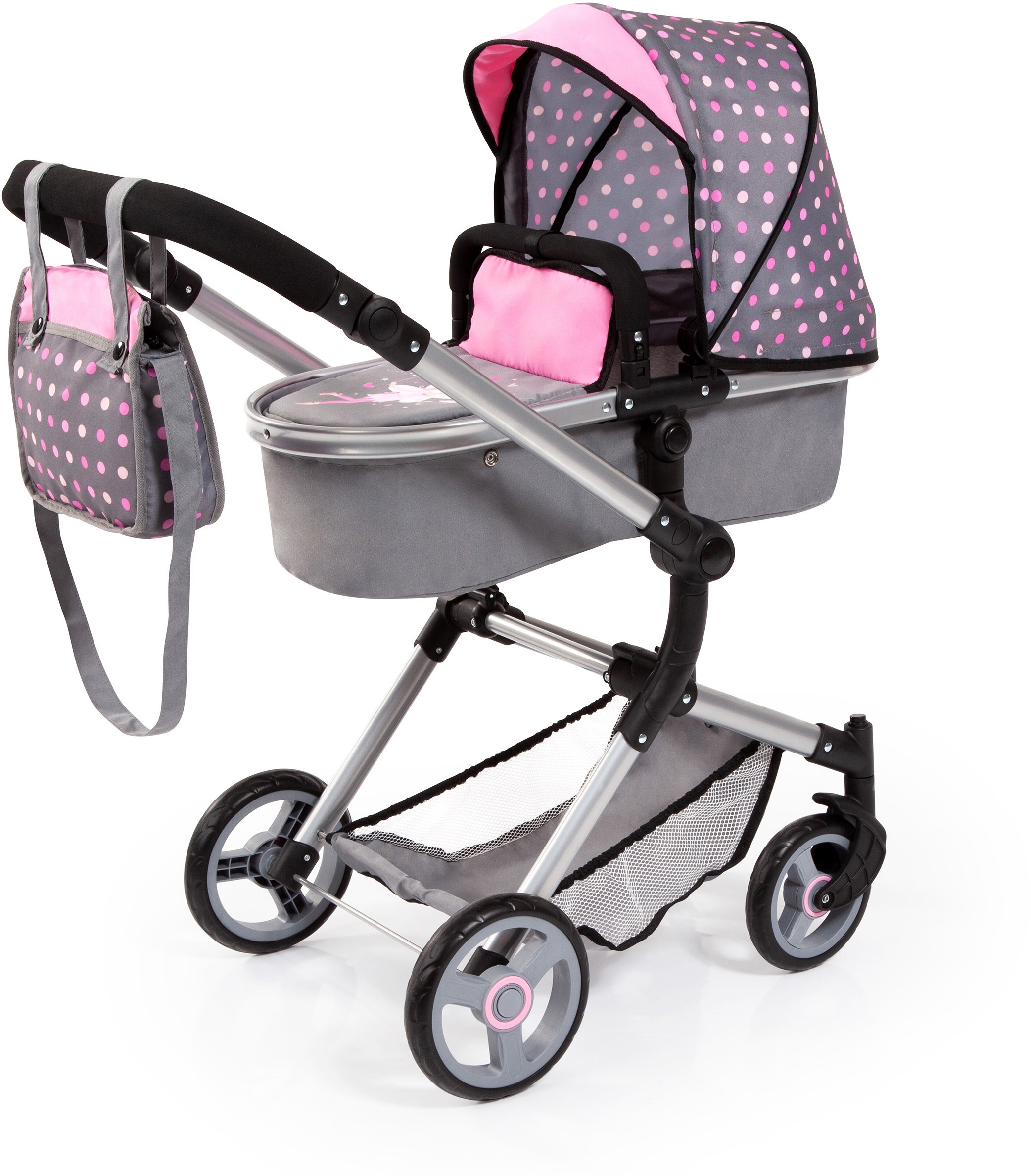 Image of Bayer Kombi-Puppenwagen »Vario, Fee, Grau/Rosa«, inkl. Wickeltasche bei Ackermann Versand Schweiz
