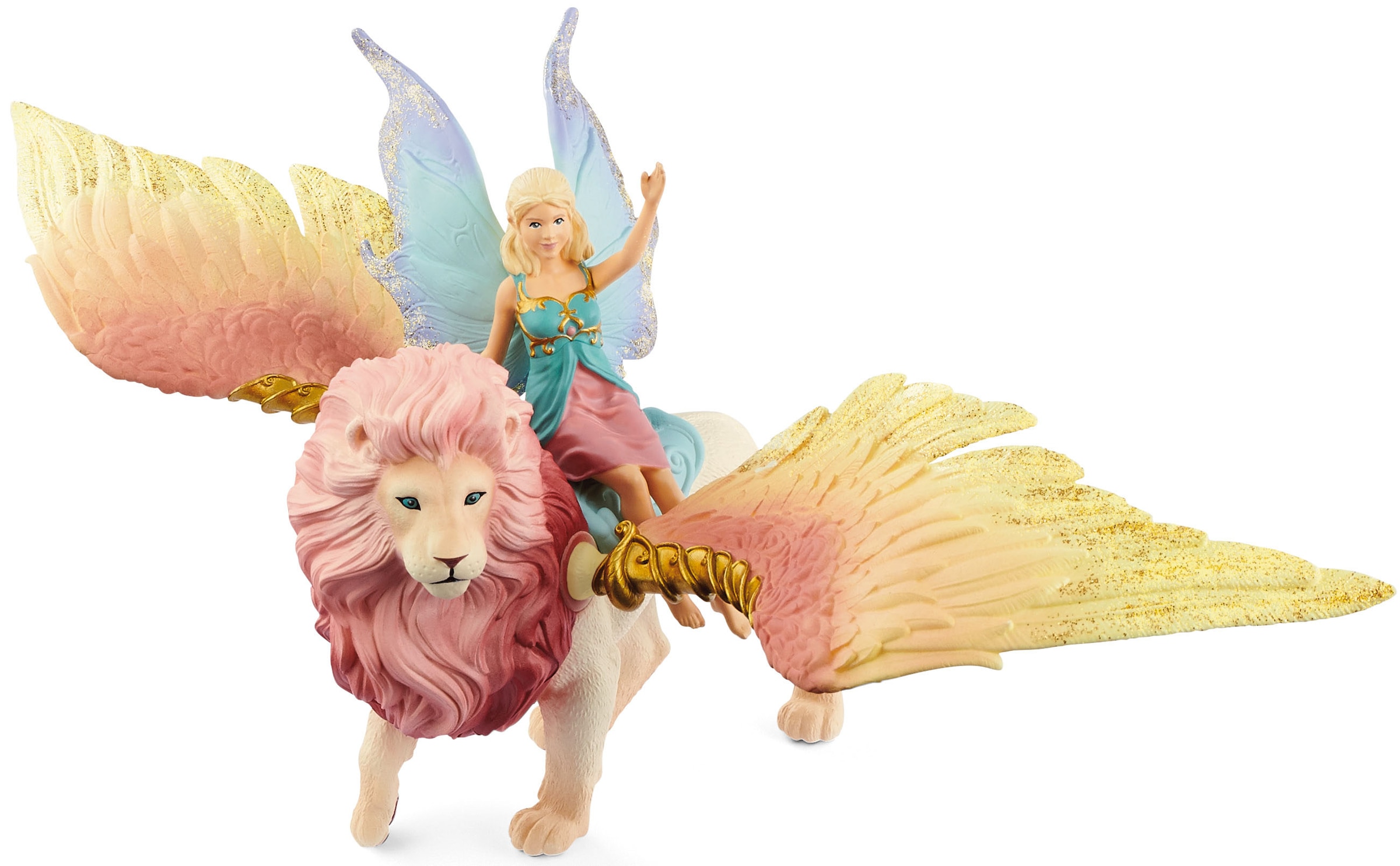 Schleich® Spielfigur »BAYALA®, Elfe auf geflügeltem Löwe (70714)«