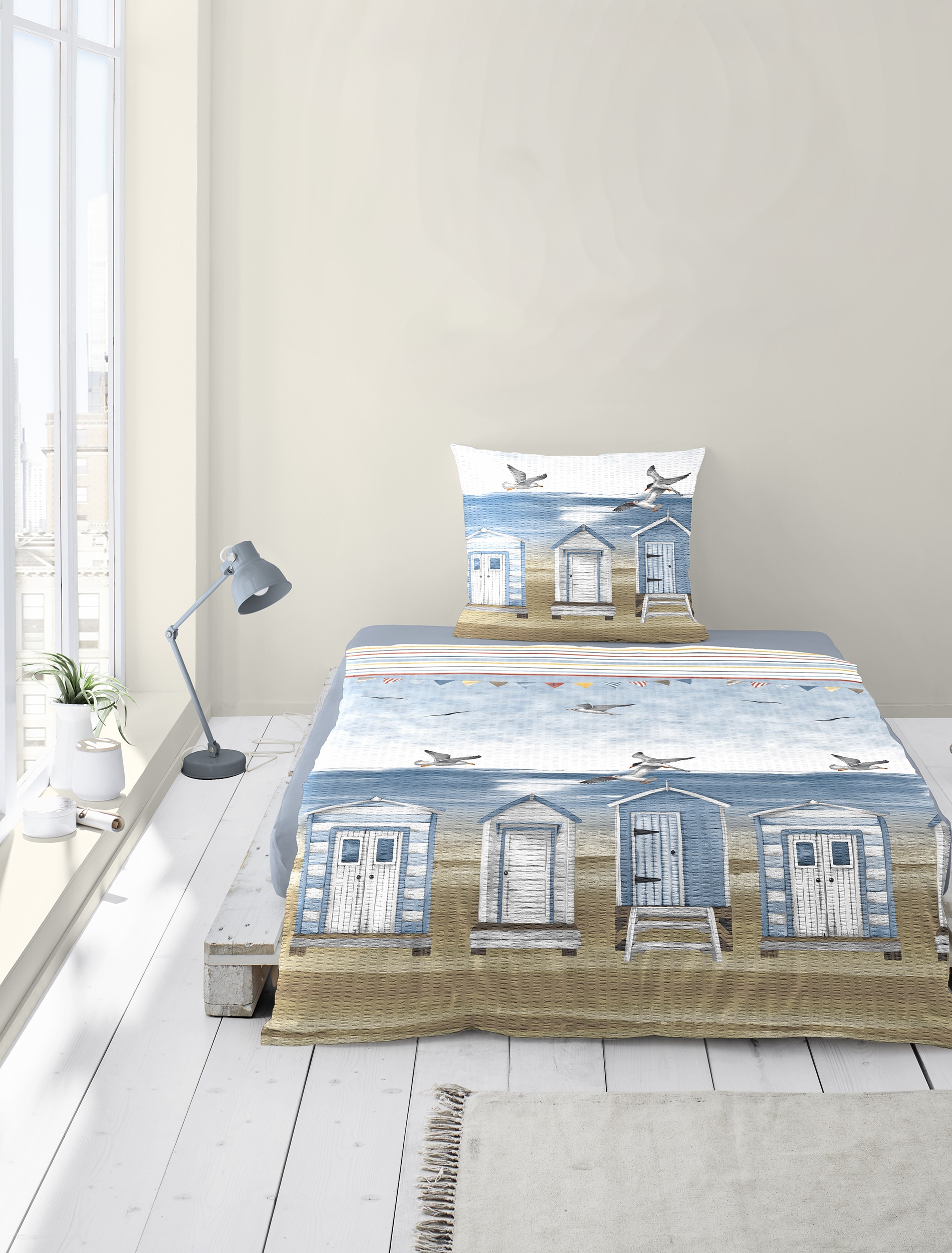 BIERBAUM Linge de lit »Bettwäsche 4083« 2 Seersucker, 100  % Baumwolle, pflegeleicht, bügelfrei, kühlend