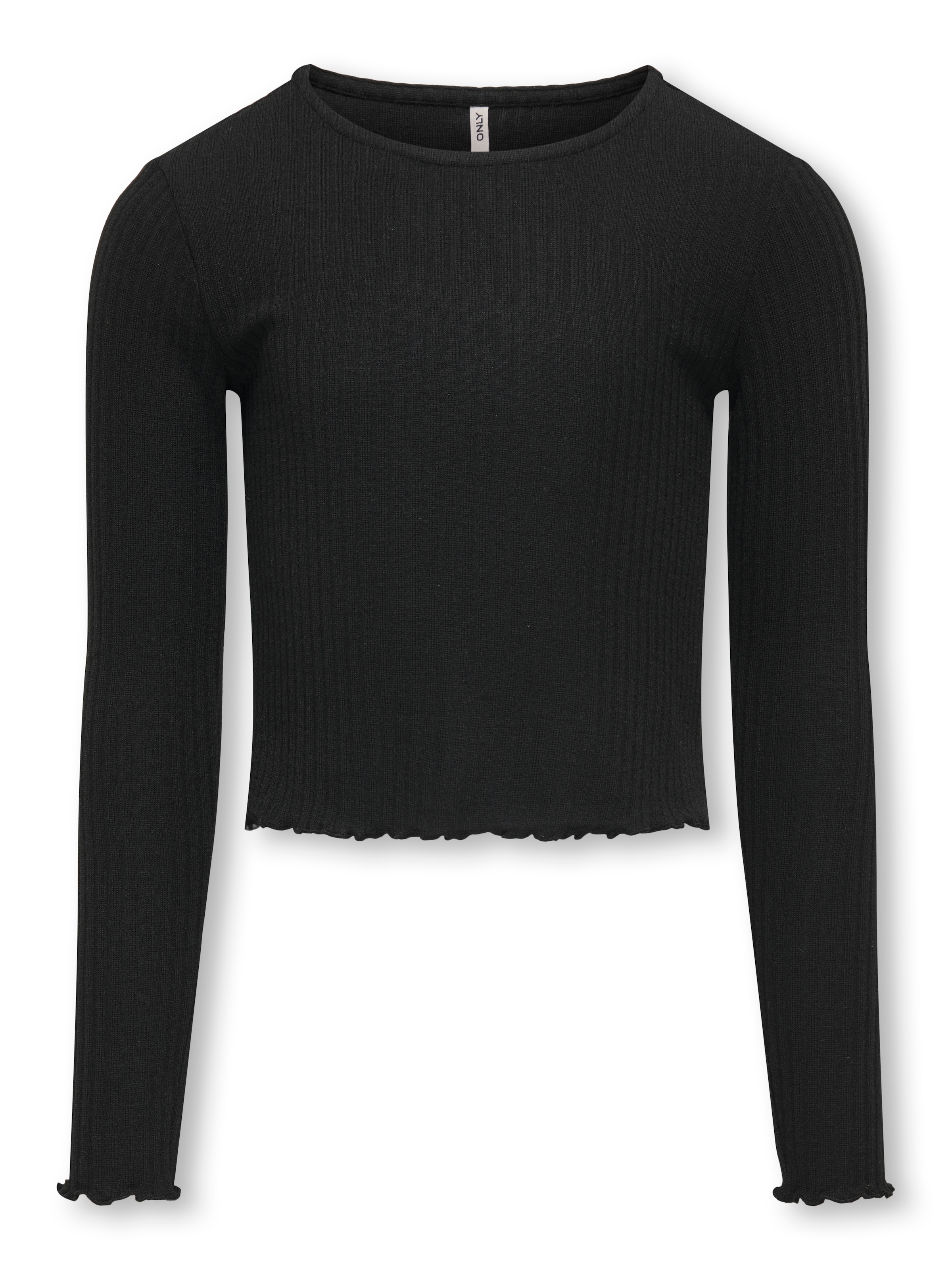 KIDS ONLY Langarmshirt »KOGNELLA L/S O-NECK TOP JRS NOOS«, in kurzer Form und mit süssen Wellenkanten am Saum