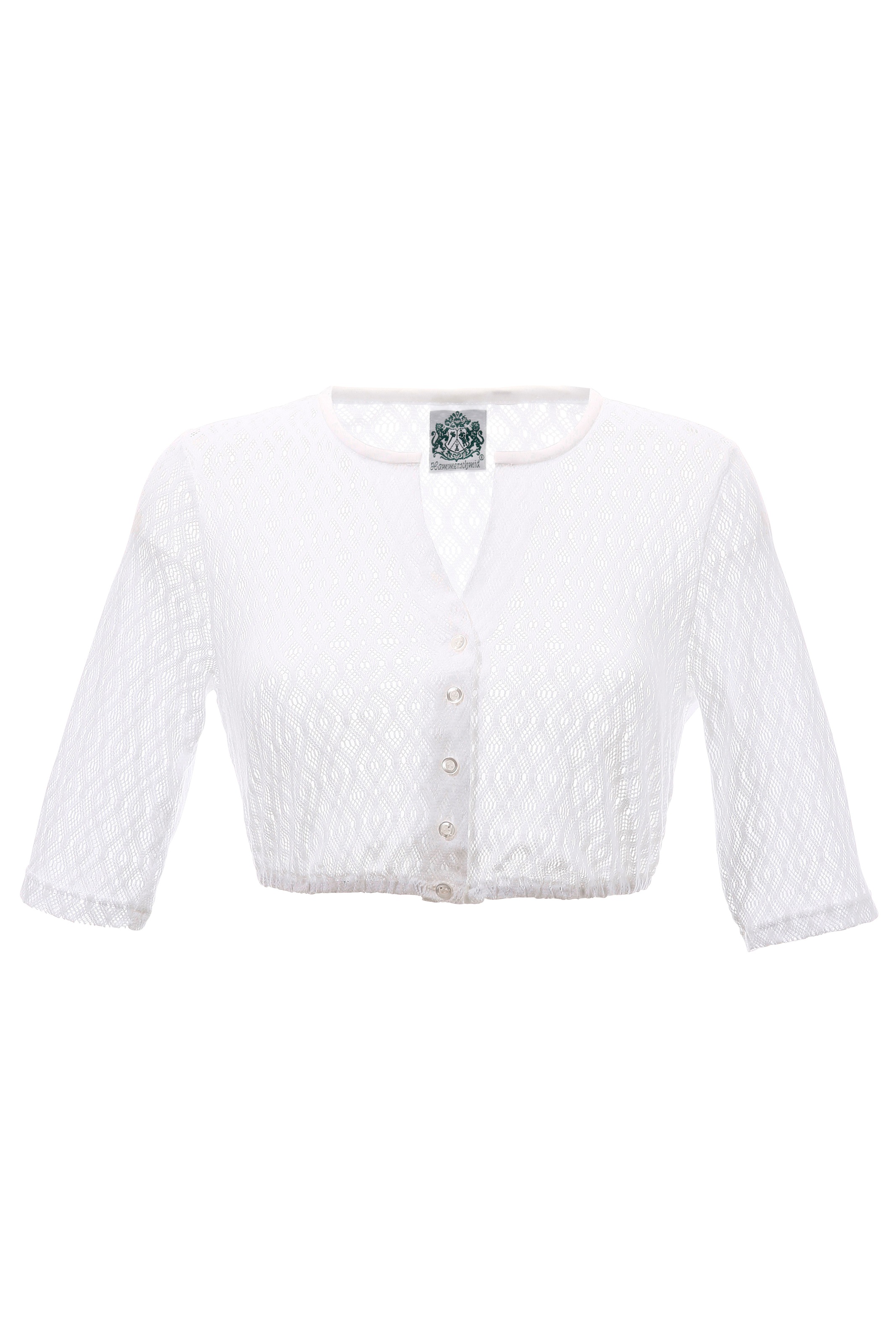 Dirndlbluse mit elastischer Jacquard-Spitze