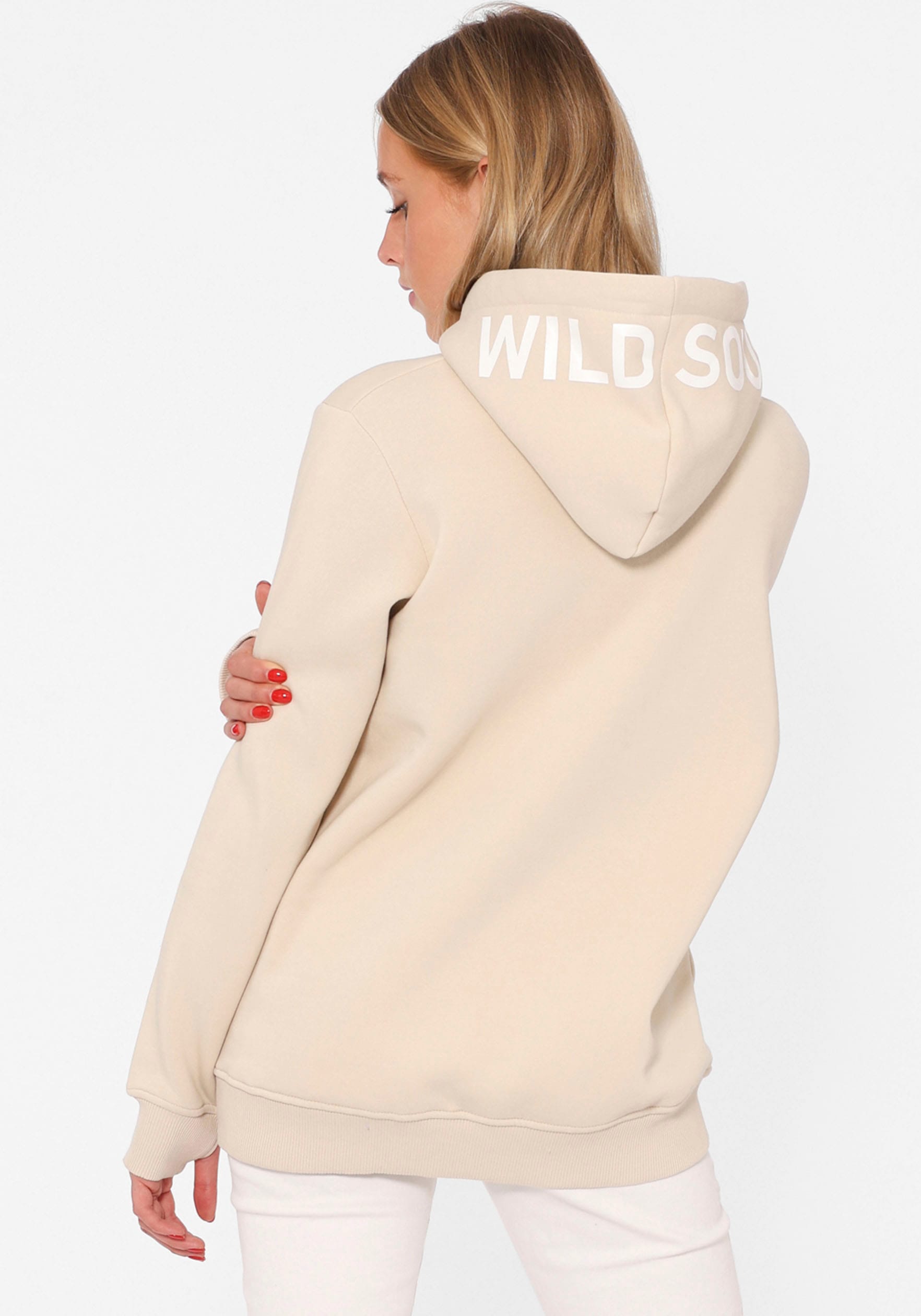 Zwillingsherz Hoodie, Animal-Print mit Glitzersteinen vorn