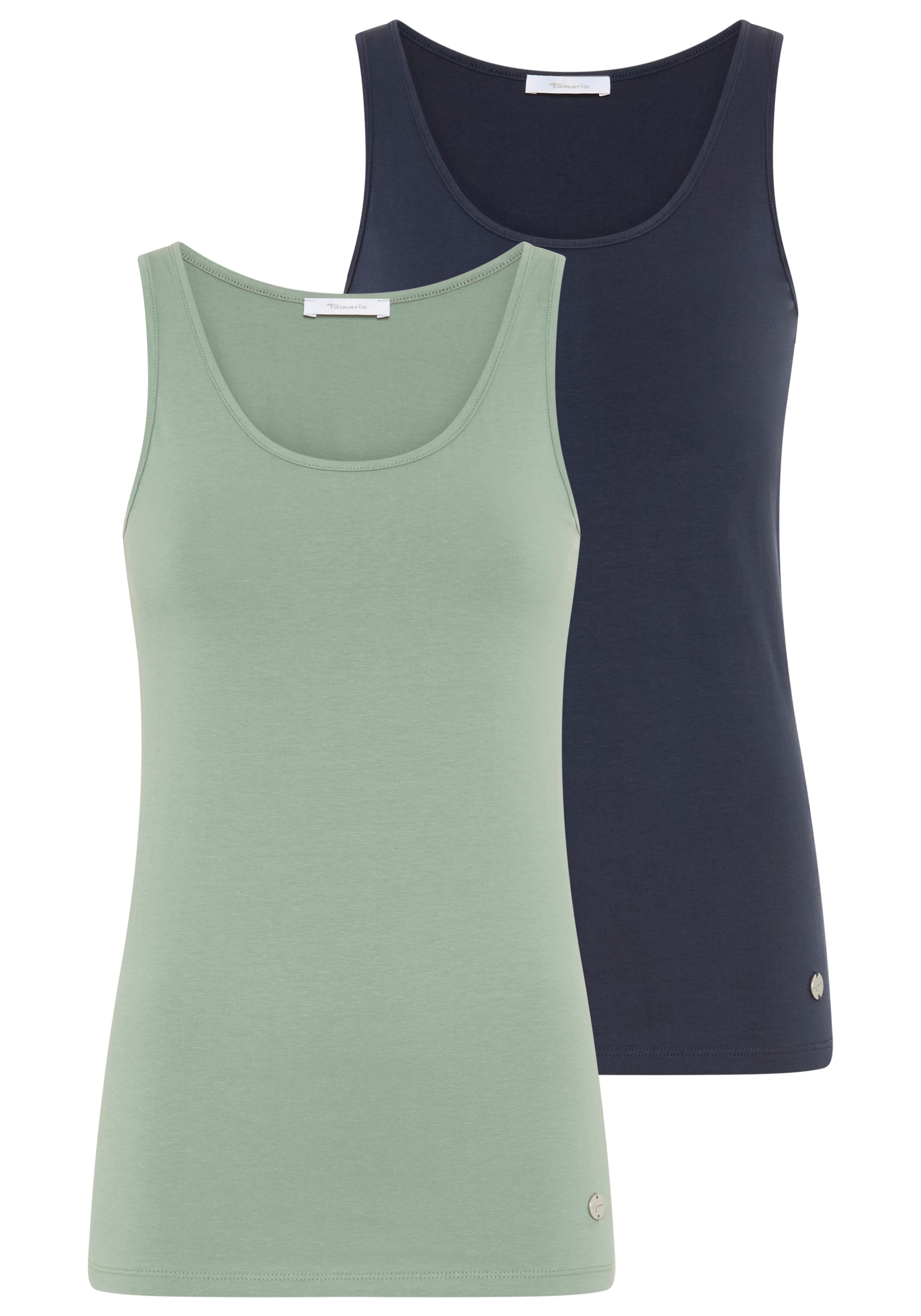 Tamaris Débardeur 2er-Pack,  figurbetonte Passform, unifarben, hüftbedeckende Länge