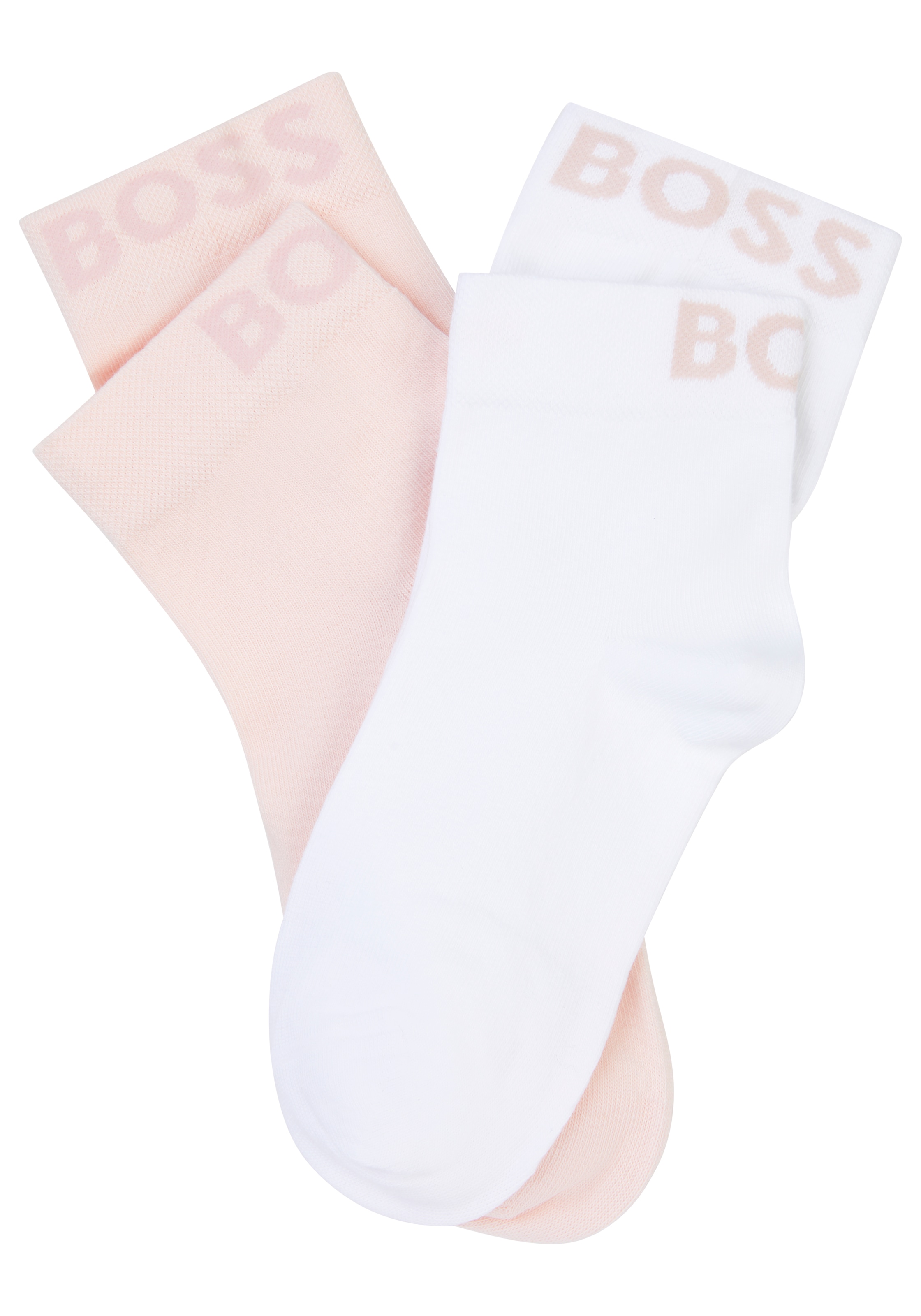 BOSS Freizeitsocken »2P SH Logo CC W«, (Packung, 2 Paar, 2er), mit eingestricktem BOSS Logoschriftzug