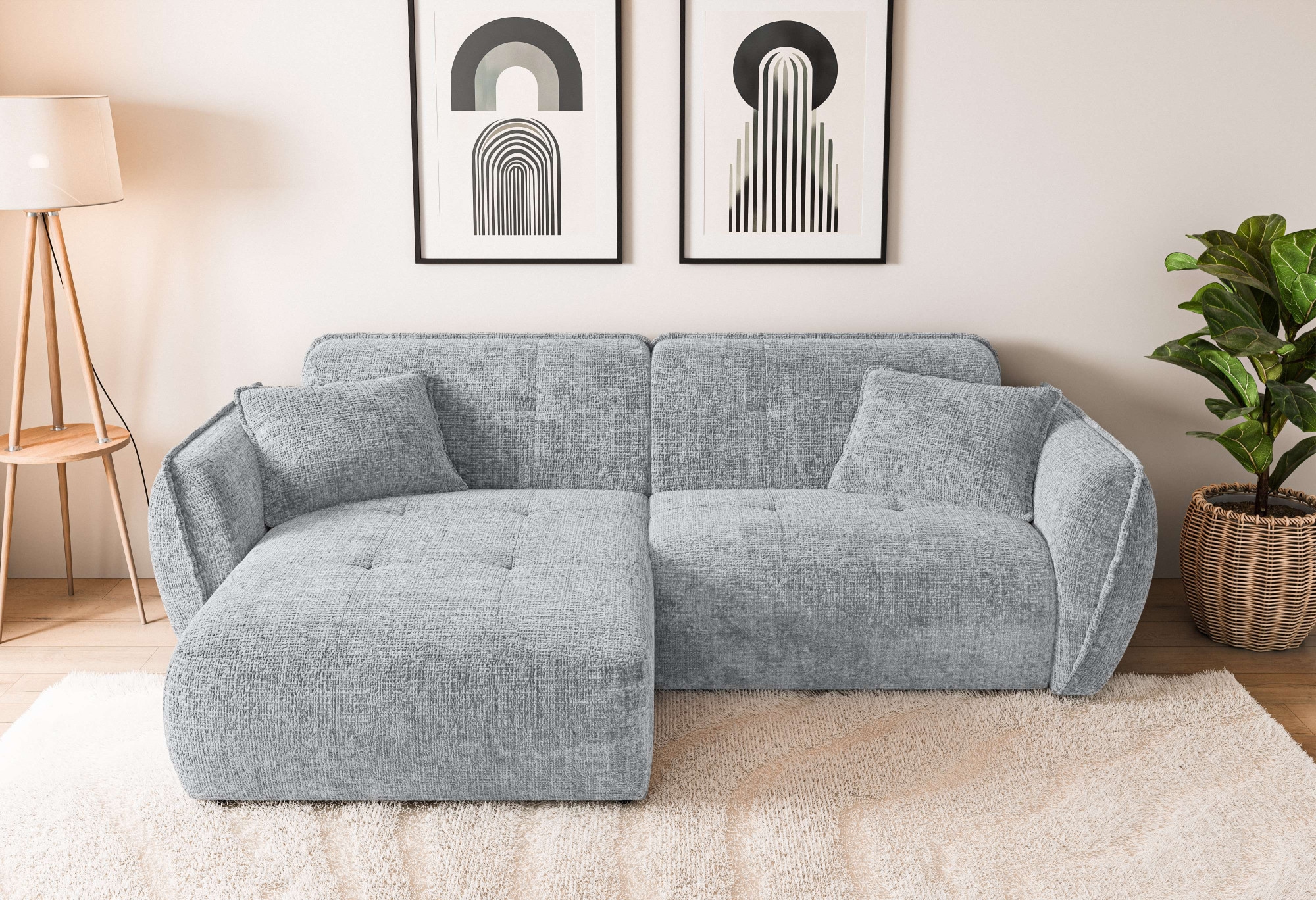 Image of Home affaire Ecksofa "MIRELDA L-Form mit Steppungen, Recamiere rechts/links, Breite 253 cm" elegant und bequem, enthält 2 Zierkissen, belastbar bis 480kg