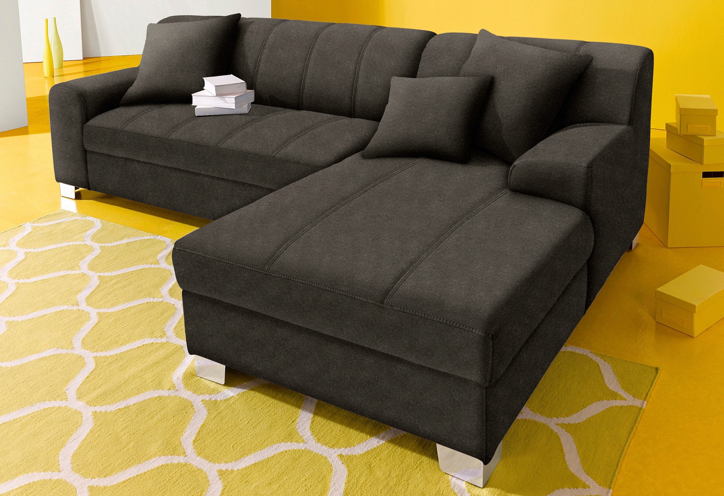 Image of DOMO collection Ecksofa "TURAH 239x152 cm, inkl. Zierkissen, moderne Steppung" wahlw. mit Bettfunktion, L-Form, Unser Dauertiefpreis