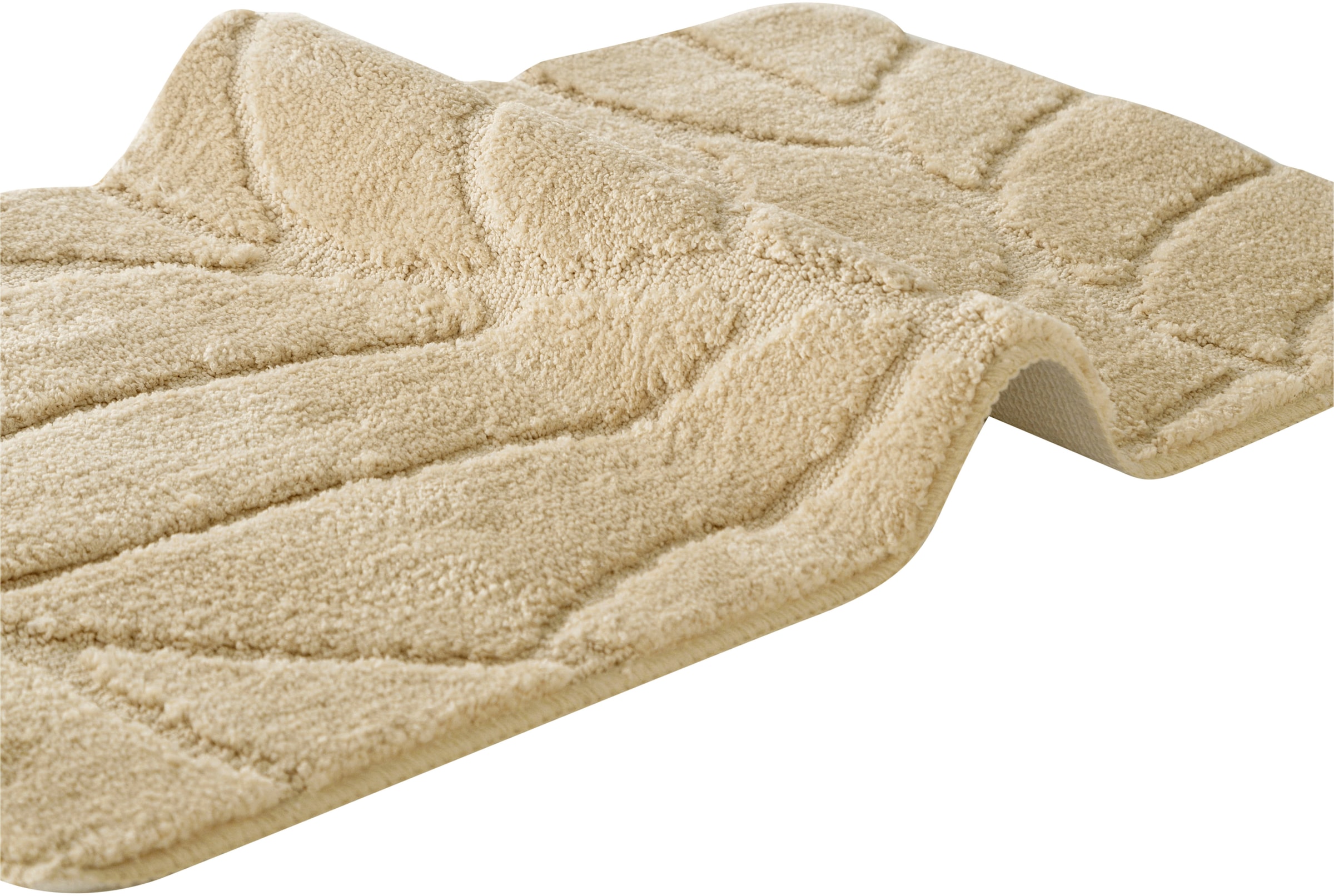 GOODproduct Badematte »Epense, Badvorleger, Badezimmer Teppich, Duschmatte mit Blattstruktur« Höhe 10 mm rutschhemmend beschichtet fussbodenheizungsgeeignet | schnell trocknend Badteppich, Uni, Blätter, Hoch-Tief, verschiedene Farben und Grössen
