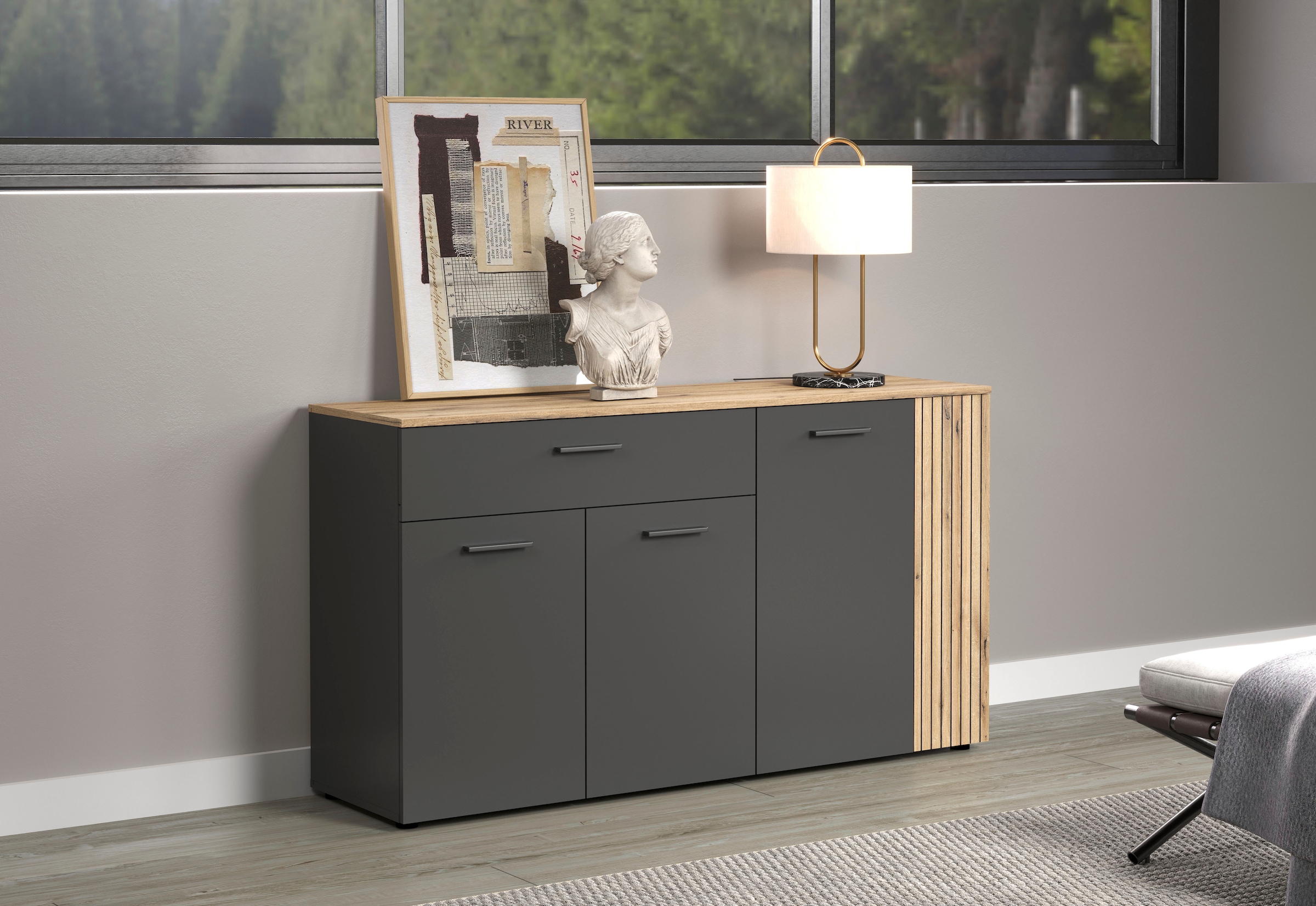 Home affaire Sideboard »Estepona« 1 Stk. tlg. Kommode, Akustikpaneel-Look; Breite 150 cm