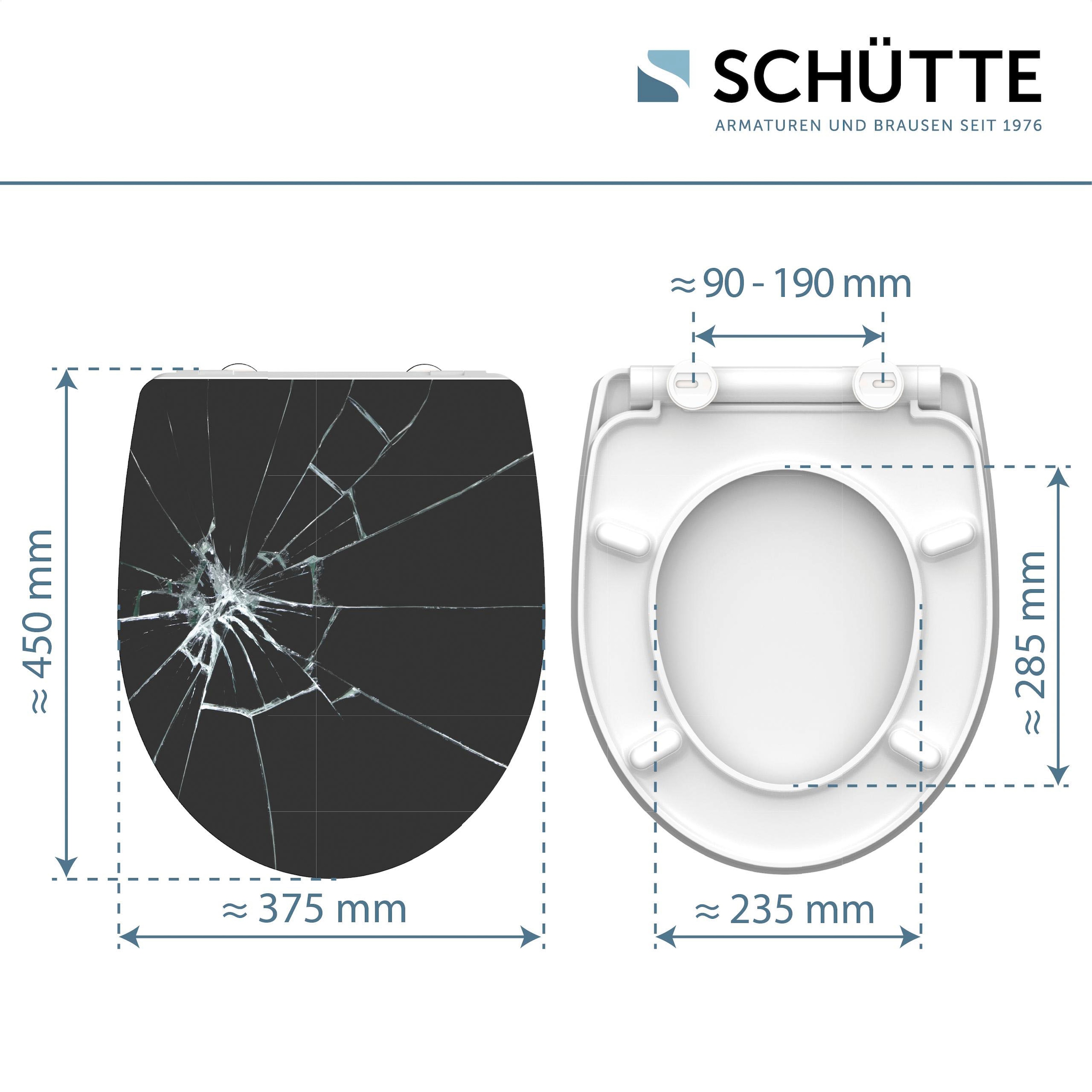 Schütte WC-Sitz »Broken Glass«, Duroplast, mit Absenkautomatik und Schnellverschluss, High Gloss