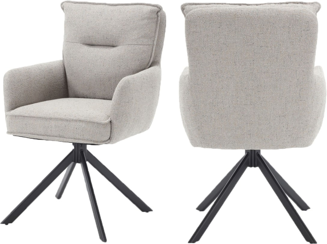 SalesFever Esszimmerstuhl »Austin - Armlehnstuhl mit hochwertiger Taschenfederkern-Polsterung« () 1 Stk.Esszimmersessel: 360° Drehfunktion mit stilvollem Metallfuss