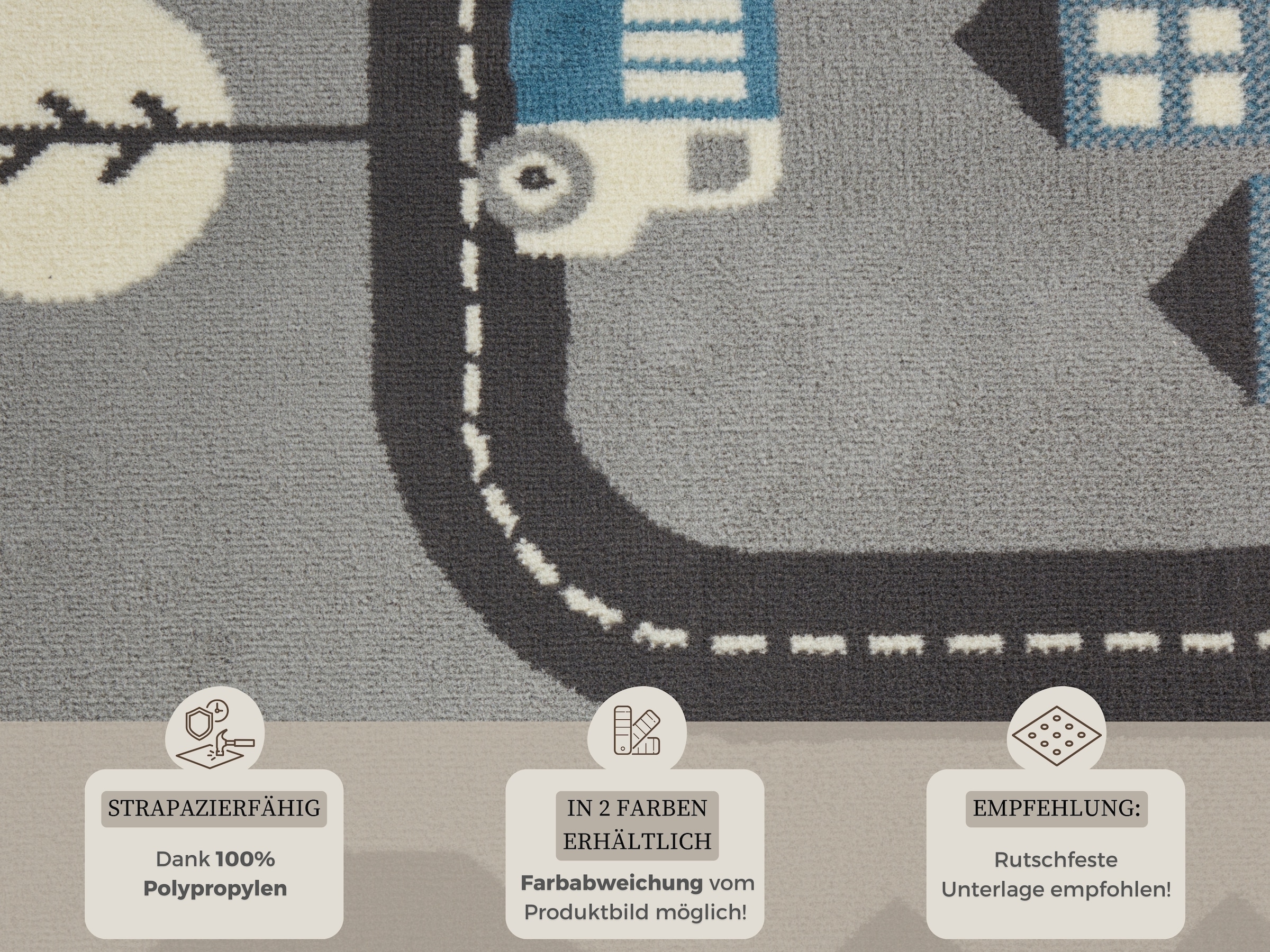 HANSE Home Kinderteppich »Town«, rechteckig, 0,9 mm Höhe, Kurzflor, Kinderteppich, Spielteppich, Strassen Design, Kinderzimmer