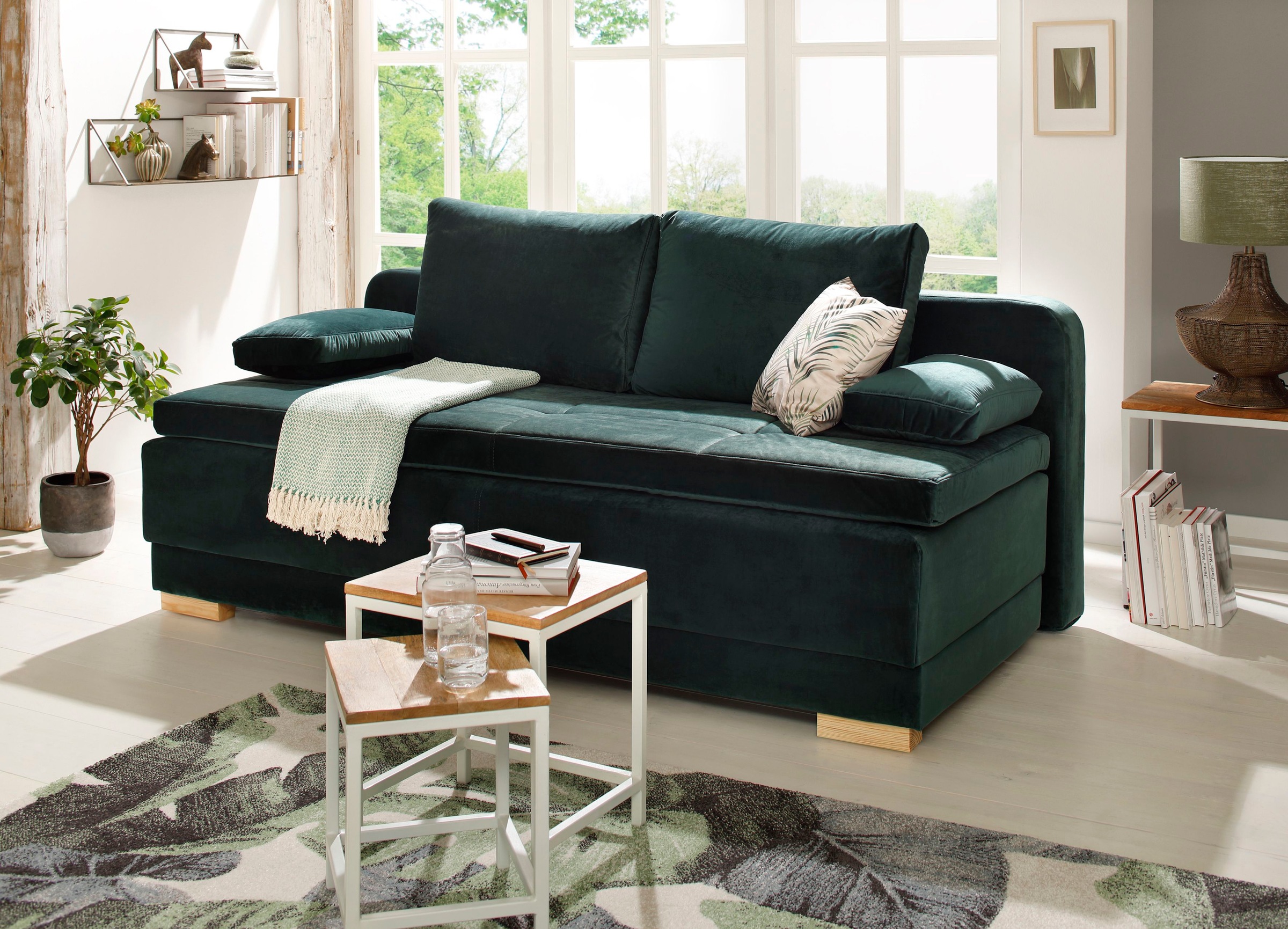 Image of GOODproduct Schlafsofa "Berlin, B: 202 cm, Liegel. 158x200 cm" Bettfunktion, Bettkasten & 1 Zierkissen, Dauerschlafsofa mit Boxspring