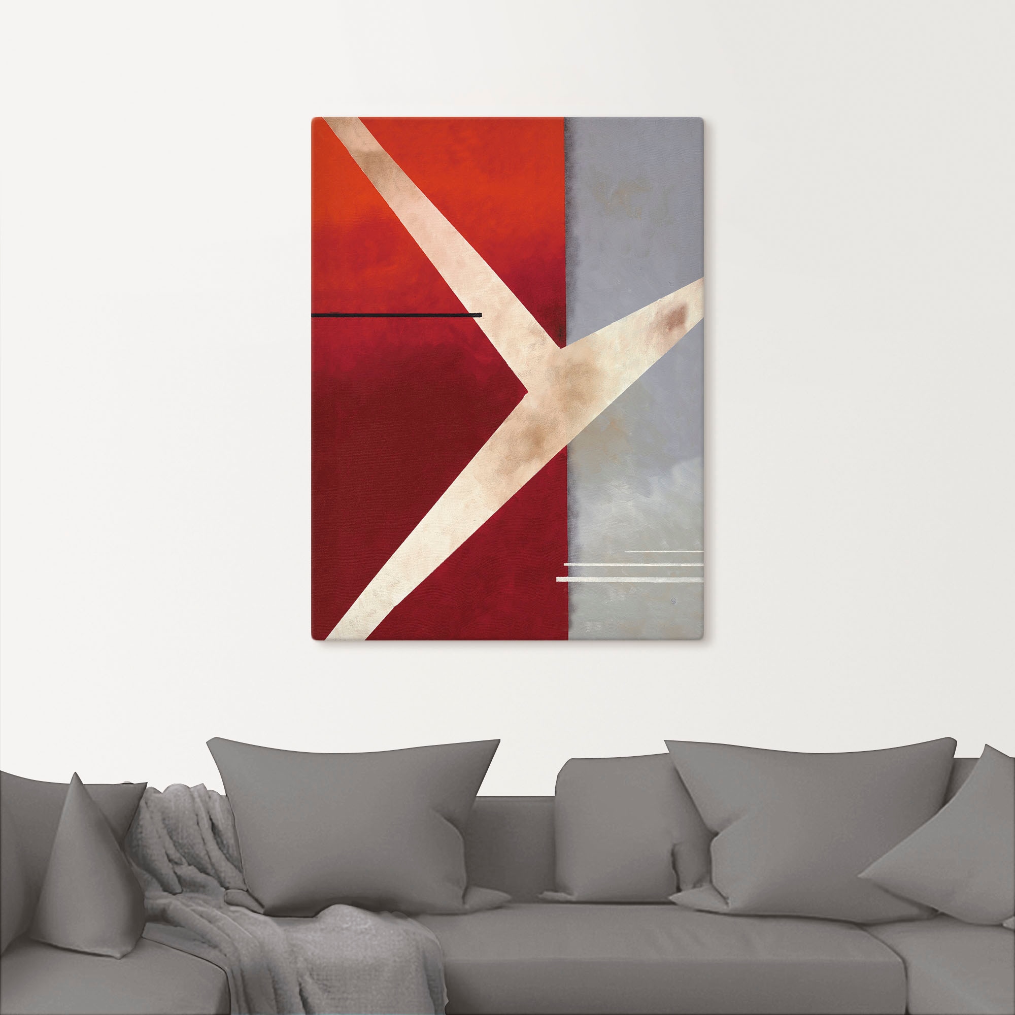 Artland Wandbild »Abstrakt in rot-grau«, Gegenstandslos, (1 St.), als Leinwandbild, Poster in verschied. Grössen
