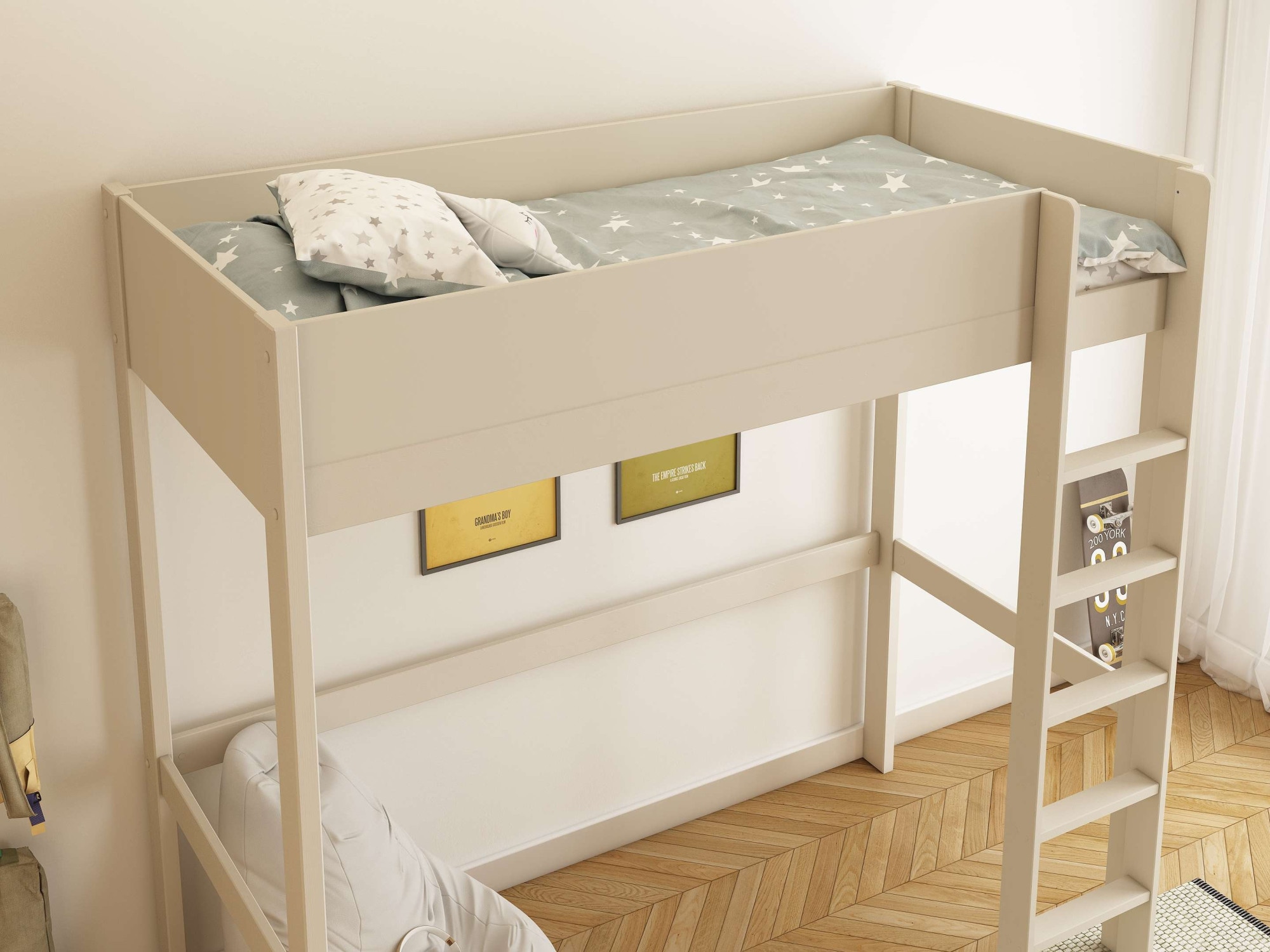 GOODproduct Hochbett »Tipo – FSC®-zertifiziertes Massivholz mit viel Freiraum darunter« B/H/T 207,7x190x105cm,  Flexible Leiter-Montage, Rundum-Schutz und optimale Raumnutzung