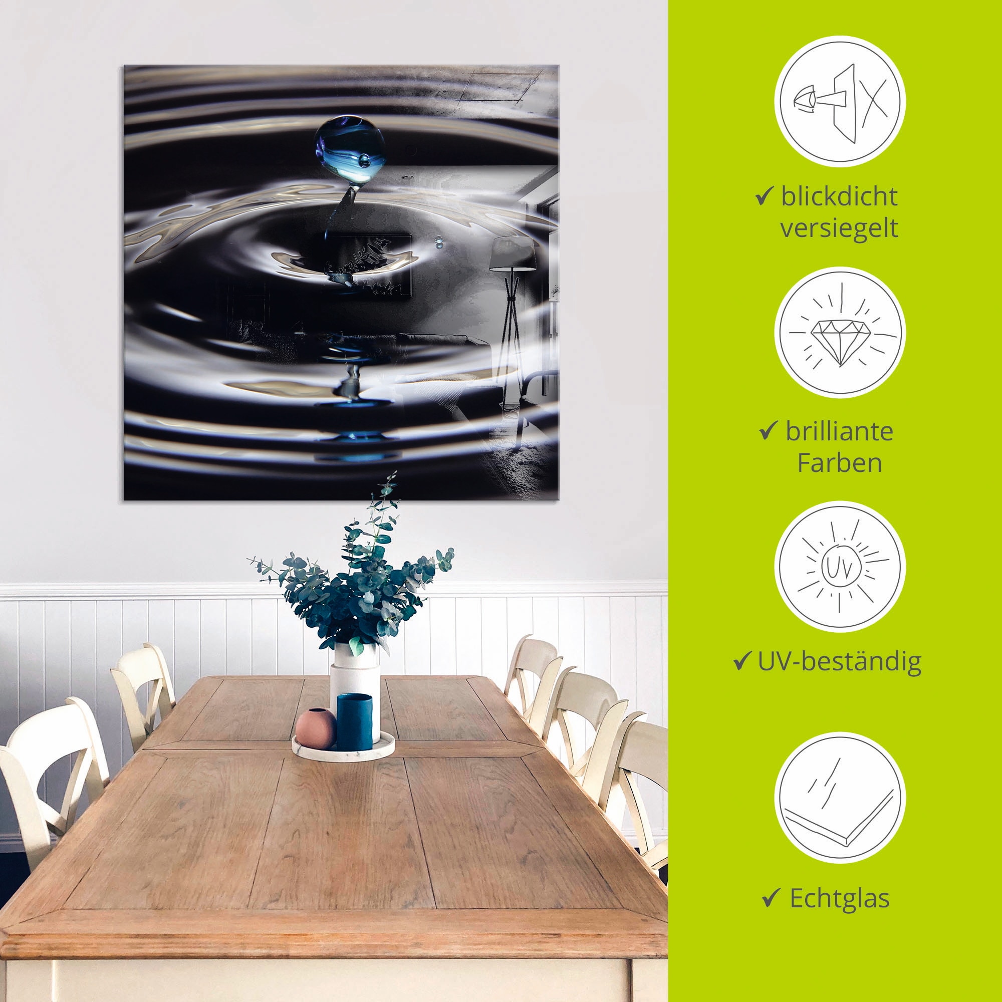 Artland Glasbild »Verlorener Tropfen«, Zen, (1 St.), in verschiedenen Grössen