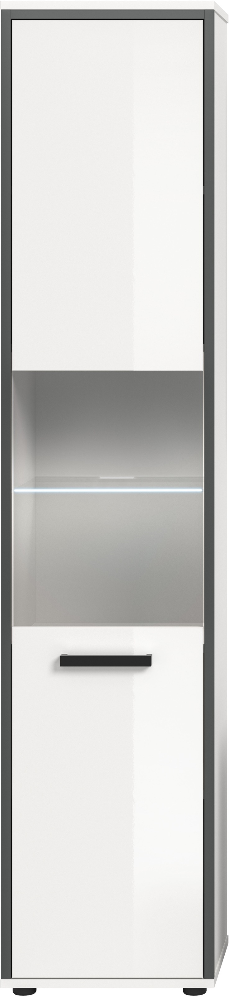 welltime Hochschrank »KAJO, hochglanz Front, inkl. Beleuchtung, Glastür, 6 Fächer« 2 Stk. tlg. Badschrank, Hochschrank, Bad, Badezimmer