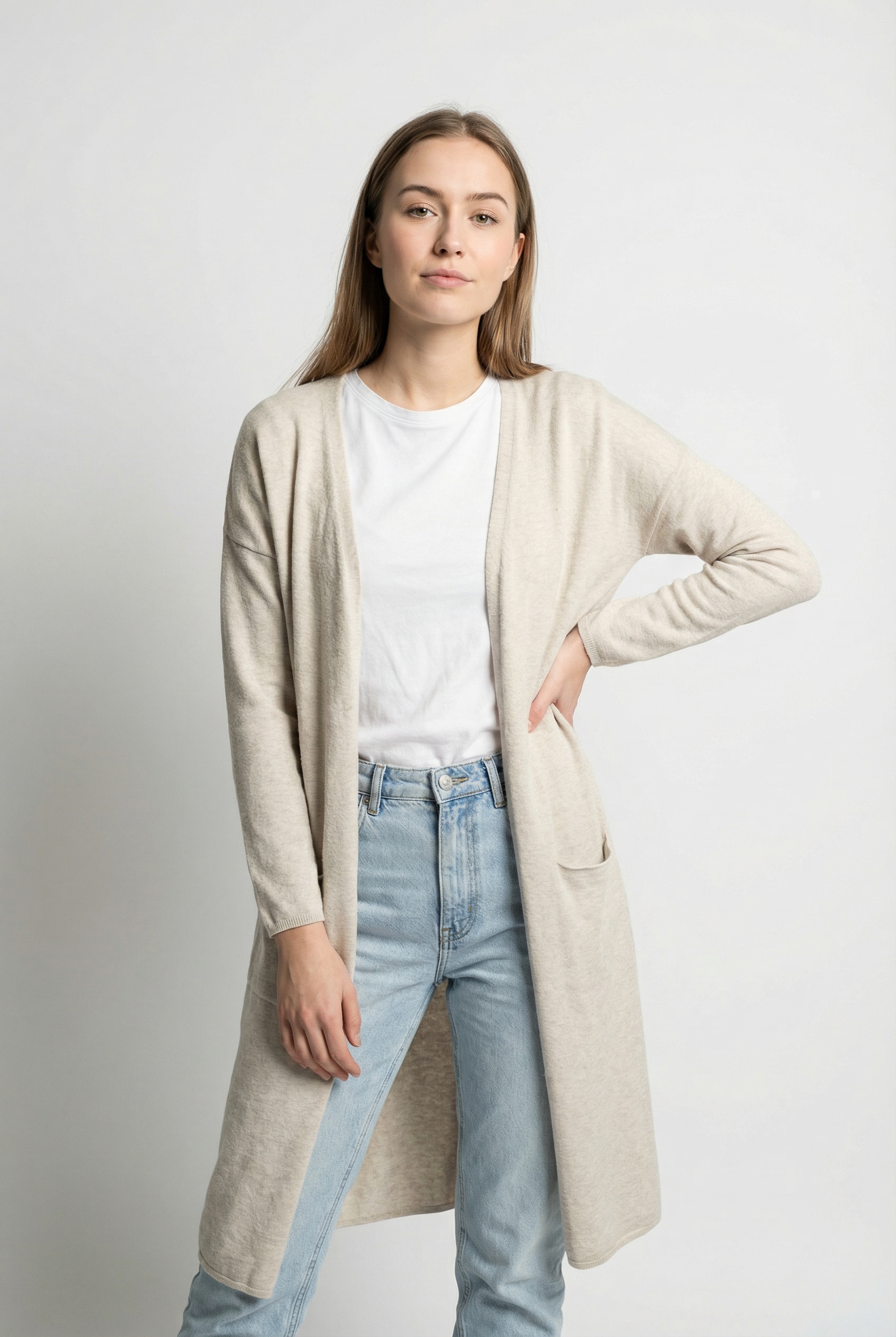 Image of ONLY CARMAKOMA Strickjacke "CARNEW ESLY LS OPEN LONG CARDIGAN NP KNT" Viskosemischung
