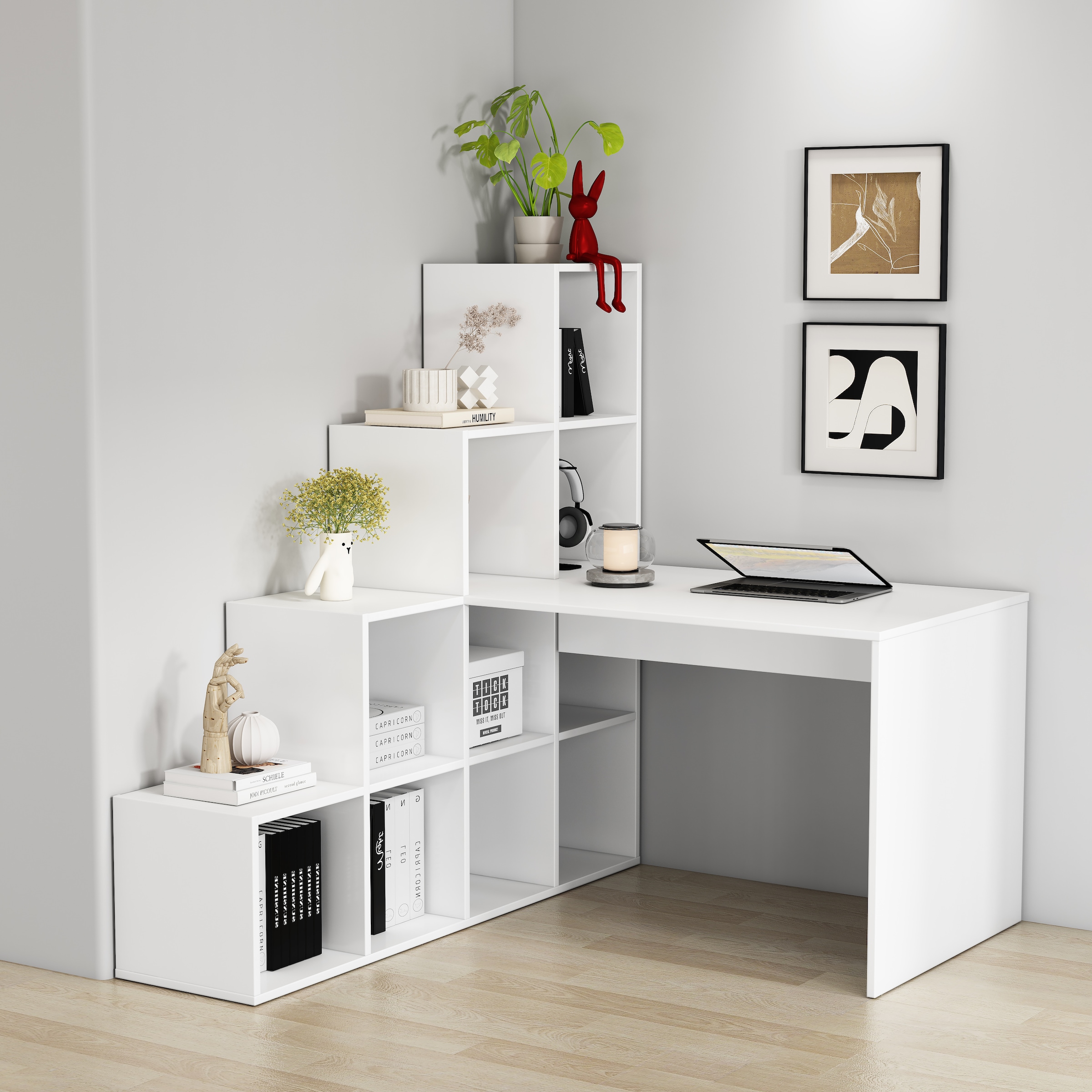 GOODproduct Regal-Schreibtisch »Ciela« Set,  flexible Aufstellmöglichkeiten, wechselseitig  montierbar, B. 137 cm