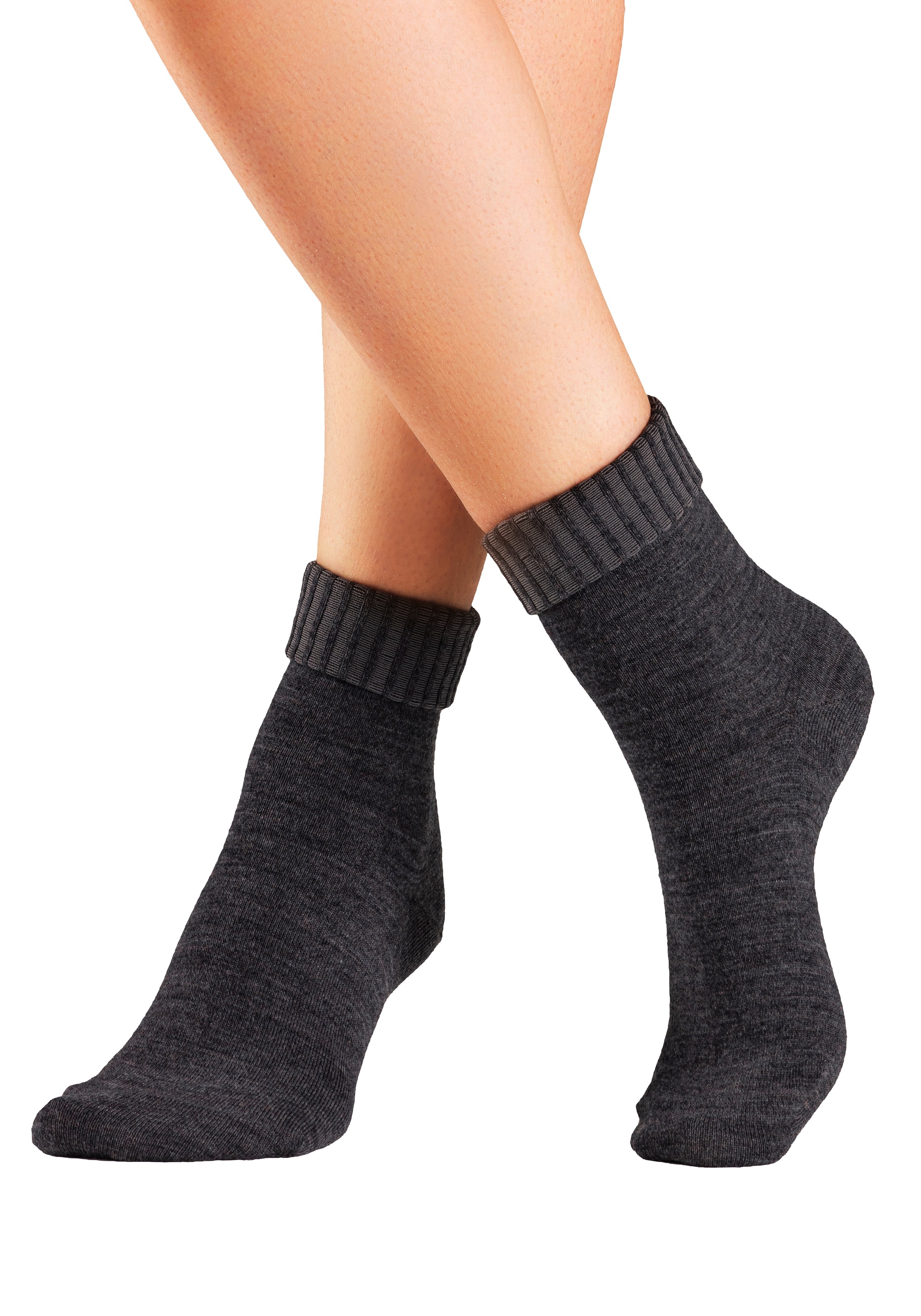 Lavana Umschlagsocken, (Packung, 3 Paar), fein gestrickt mit 53% Wolle