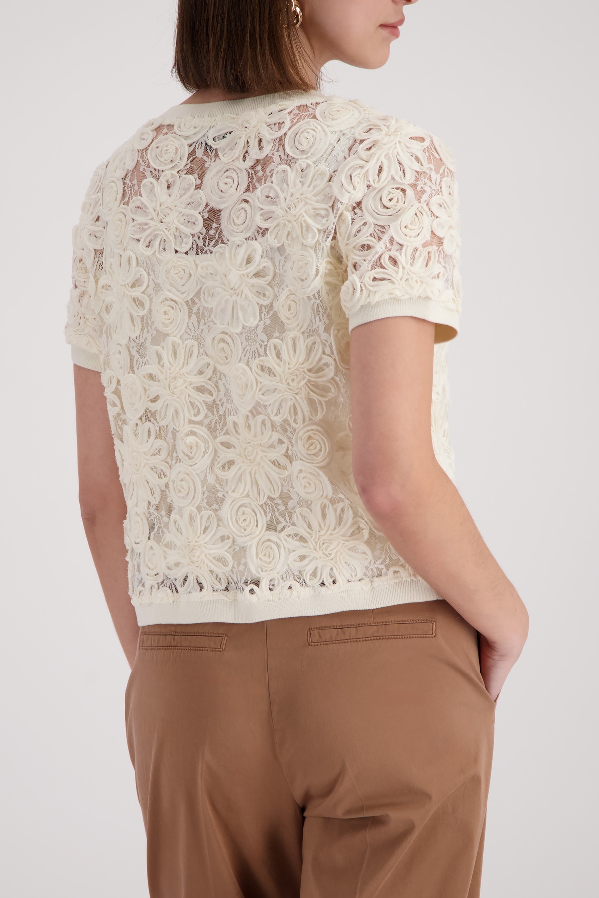 Monari Veste en tricot »Jacke Strickjacke Spitze« Regular fit mit Spitzendetails