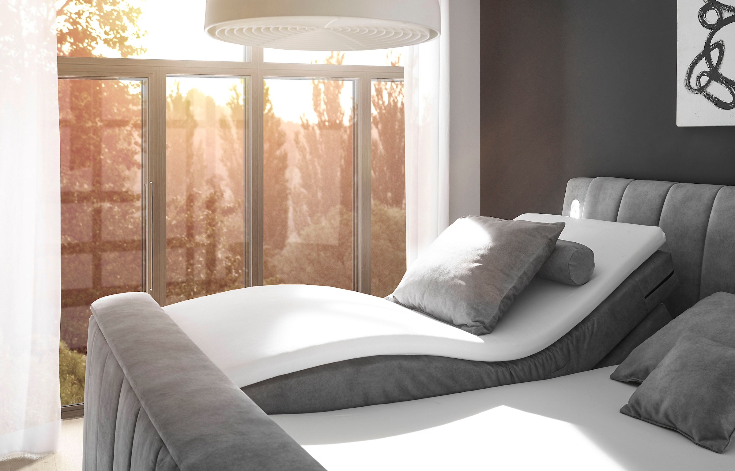 ED EXCITING DESIGN Lit boxspring »Dallas« 6 cuis tlg. inkl. Topper, LED-Beleuchtung, motorisierter TV Halterung und Motor