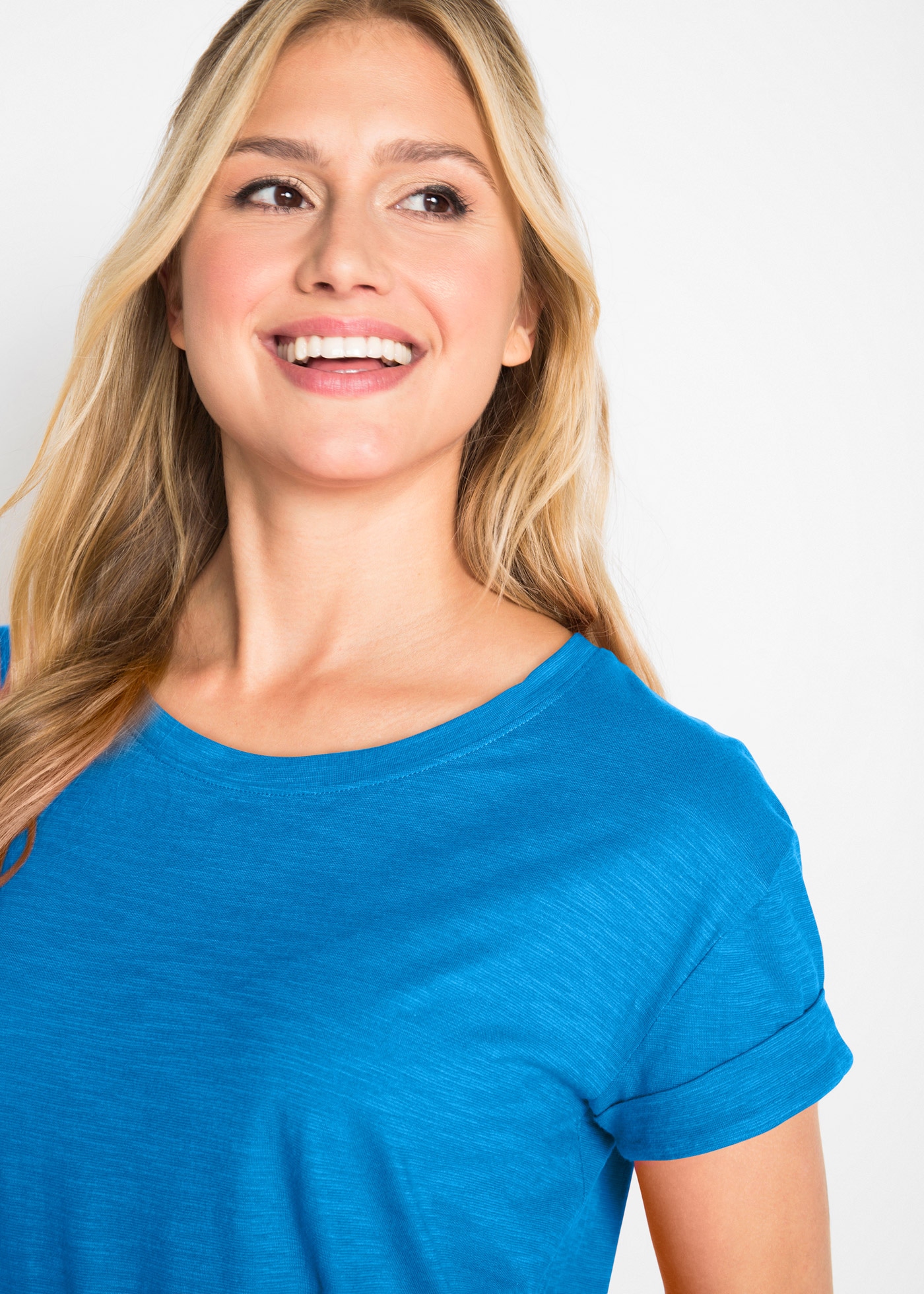 bonprix T-shirt long bequeme Passform, lang, aus reiner Baumwolle