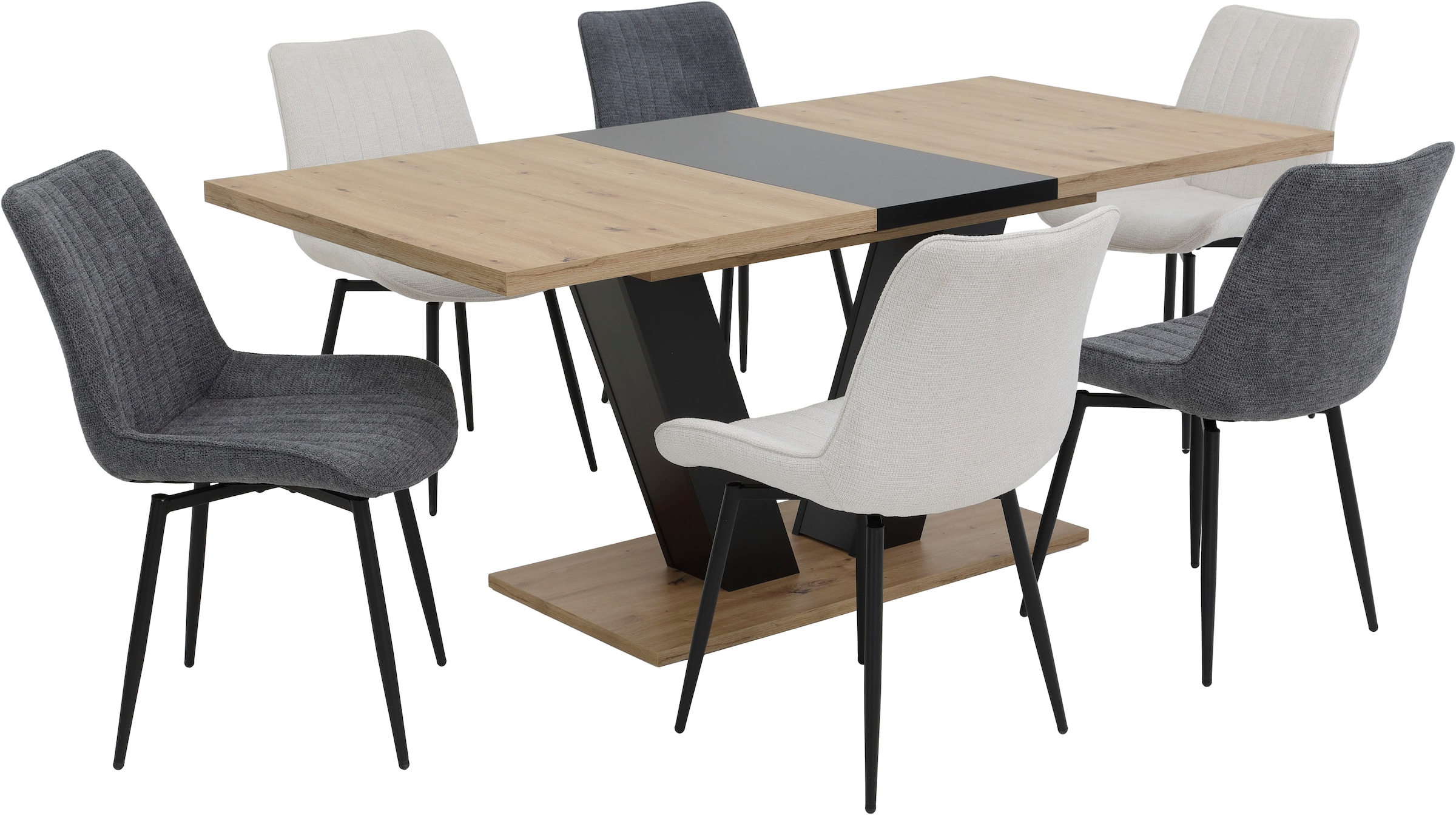 HELA 4-Fussstuhl »NEWPORT«, (Set), 2 St., Microfaser-Webstoff, 4-Fuss,XL-Sitzbreite,360°drehbar,Rundrohrgestell konisch