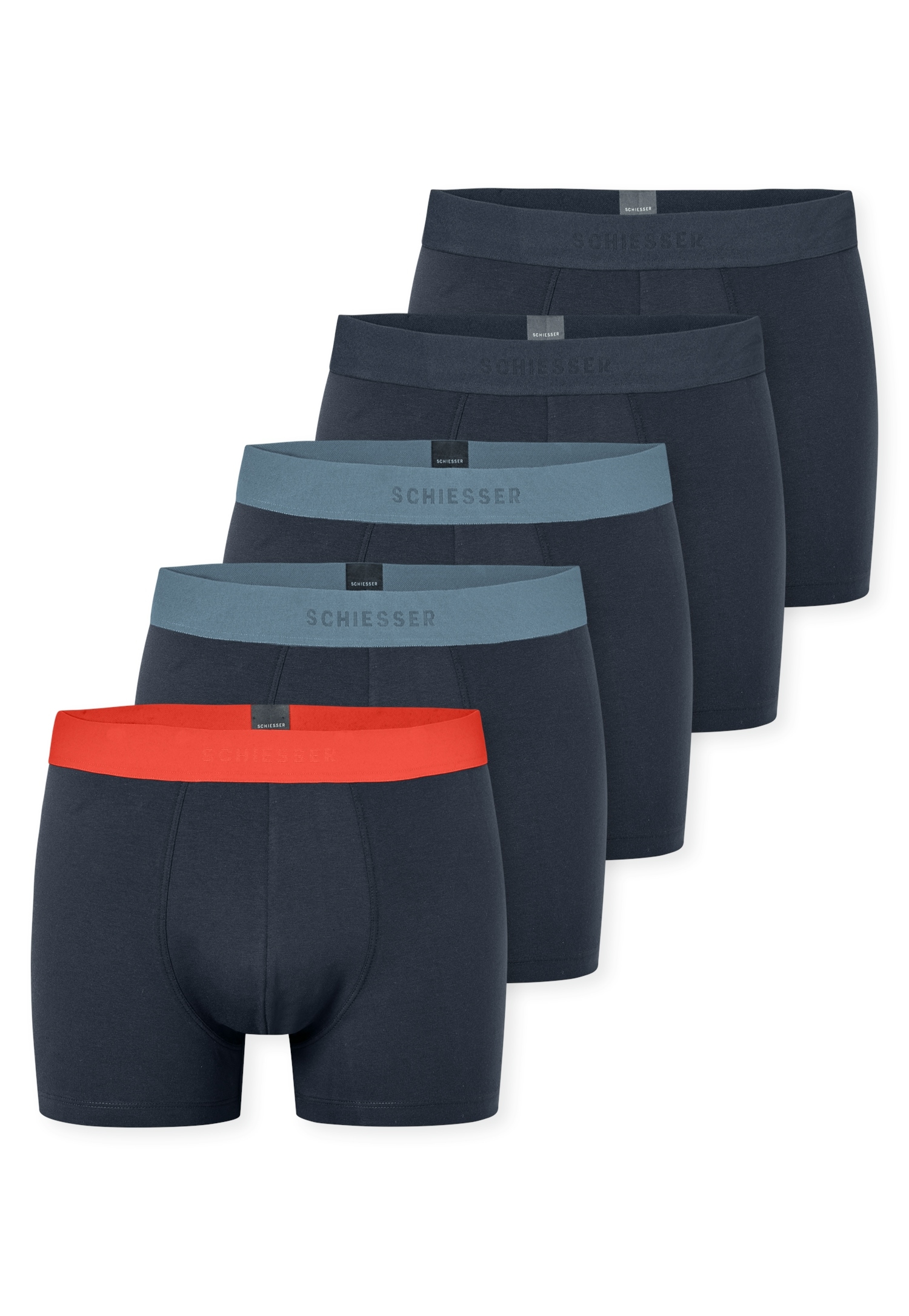 Schiesser Boxershorts »"95/5"«, (5er Pack), farblich abgesetzter, sportlicher Logo-Webgummibund