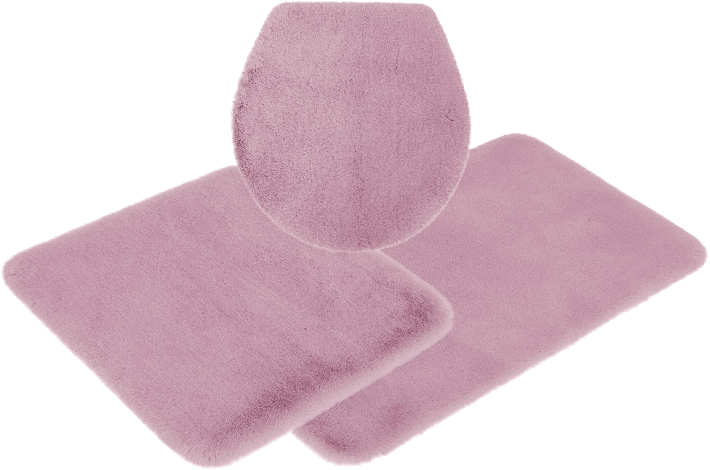 my home Badematte »Rabbit Badematten, Badvorleger, Badezimmer Teppich«, rutschhemmend beschichtet, strapazierfähig-fussbodenheizungsgeeignet-schnell trocknend, Kaninchenfell-Haptik, Badteppich, rechteckig, rund & als 3-tlg. Set