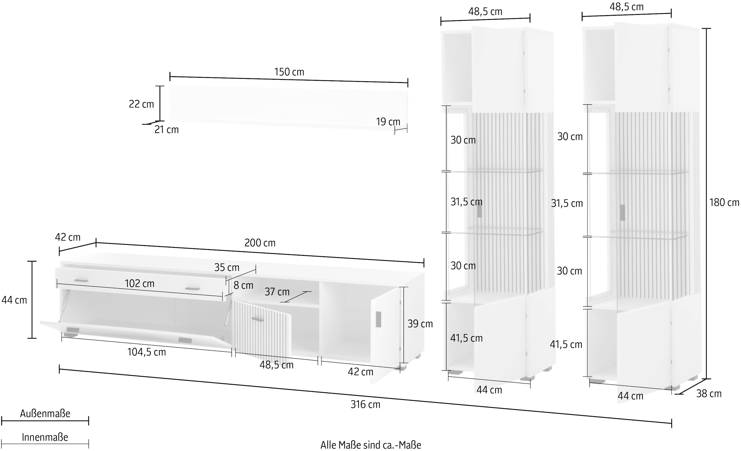 INOSIGN Meuble mural »HUDSON« Set, 4 cuis tlg.
