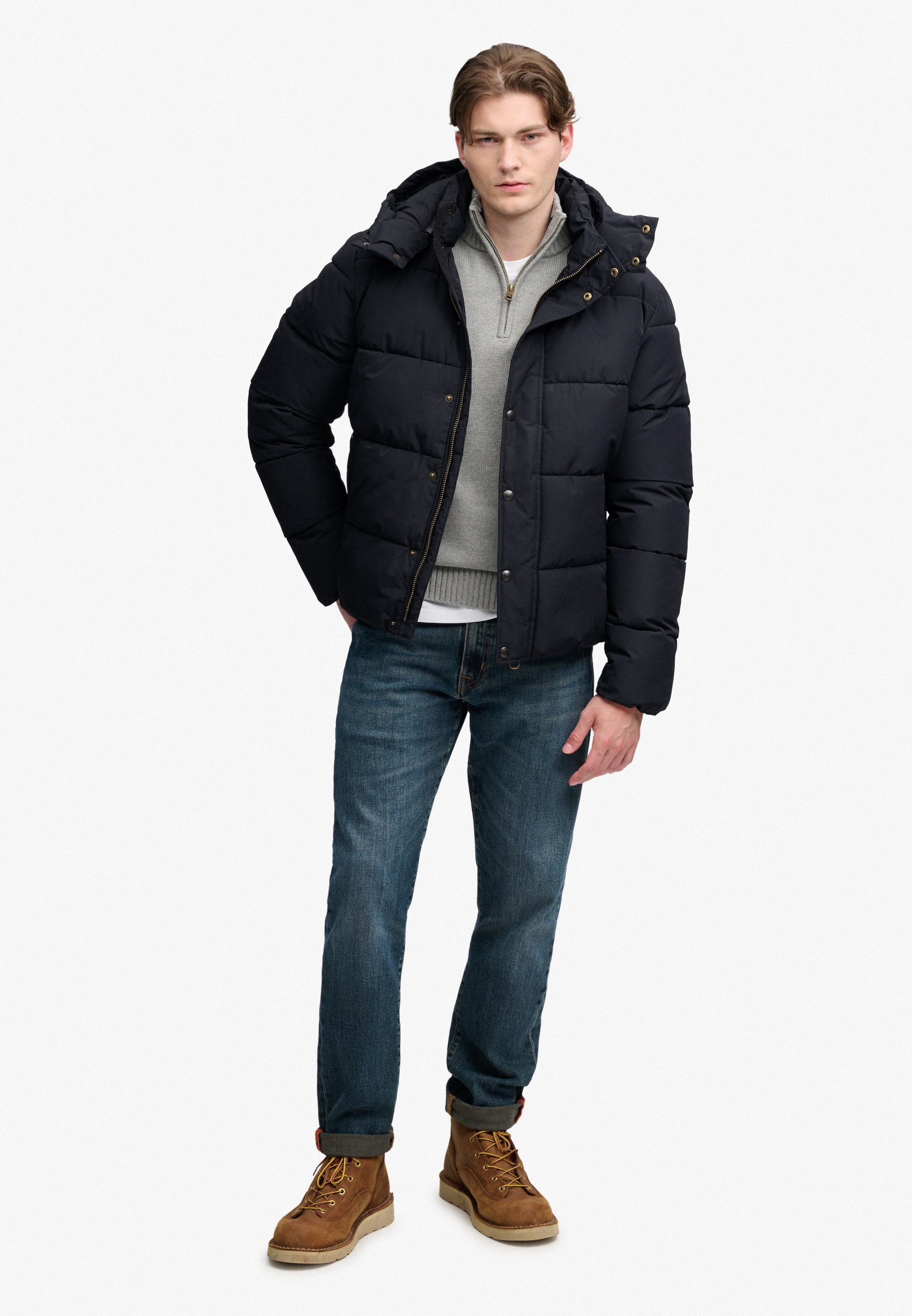 Superdry Steppjacke »PREMIUM HOOD PUFFER JKT« mit Kapuze Kunstfaser, relaxed fit