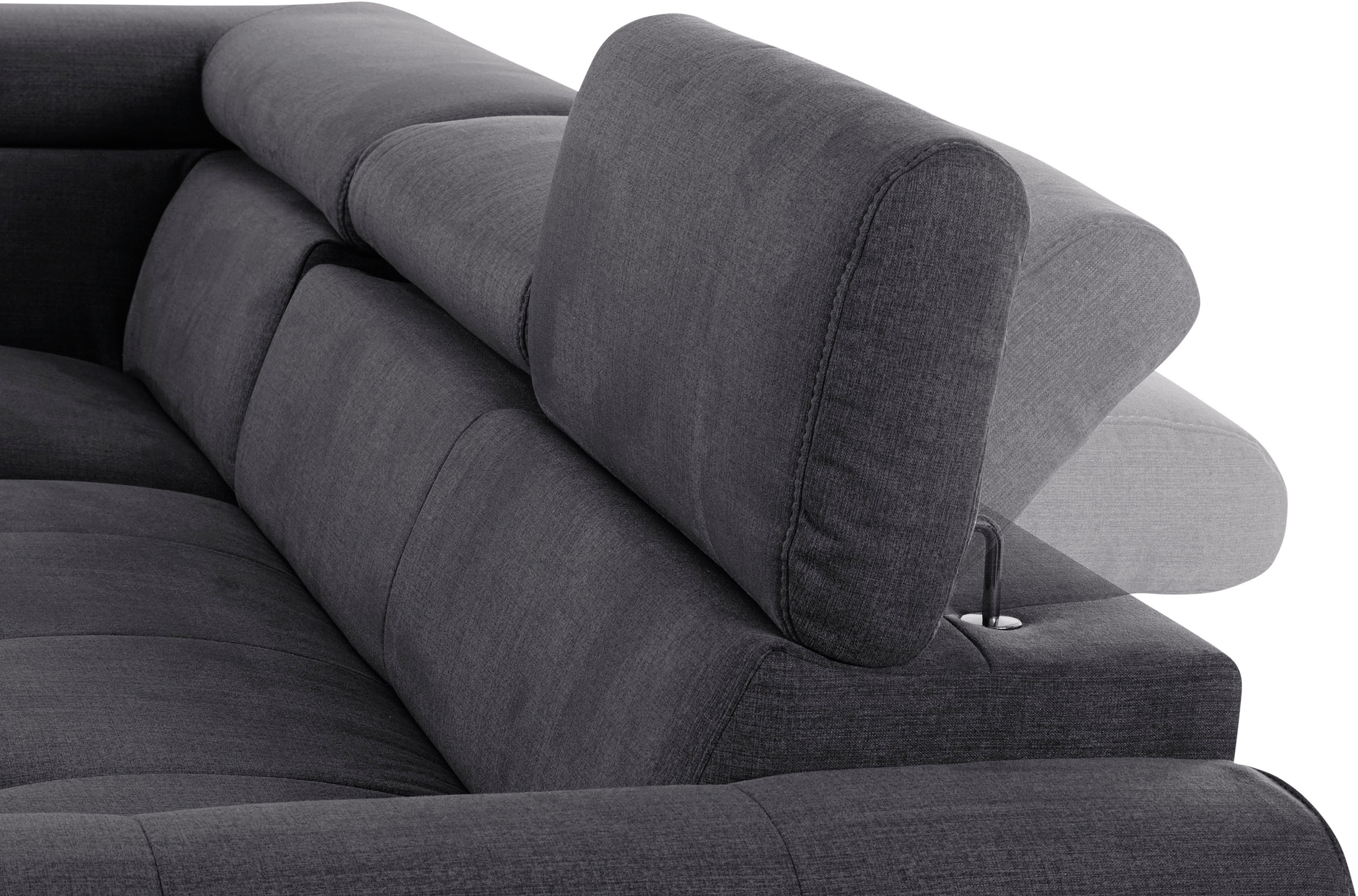 COTTA Ecksofa »Mia L-Form mit 3 Zierkissen«, wahlweise mit Bettfunktion, Bettkasten, Beleuchtung & Wireless-Charger