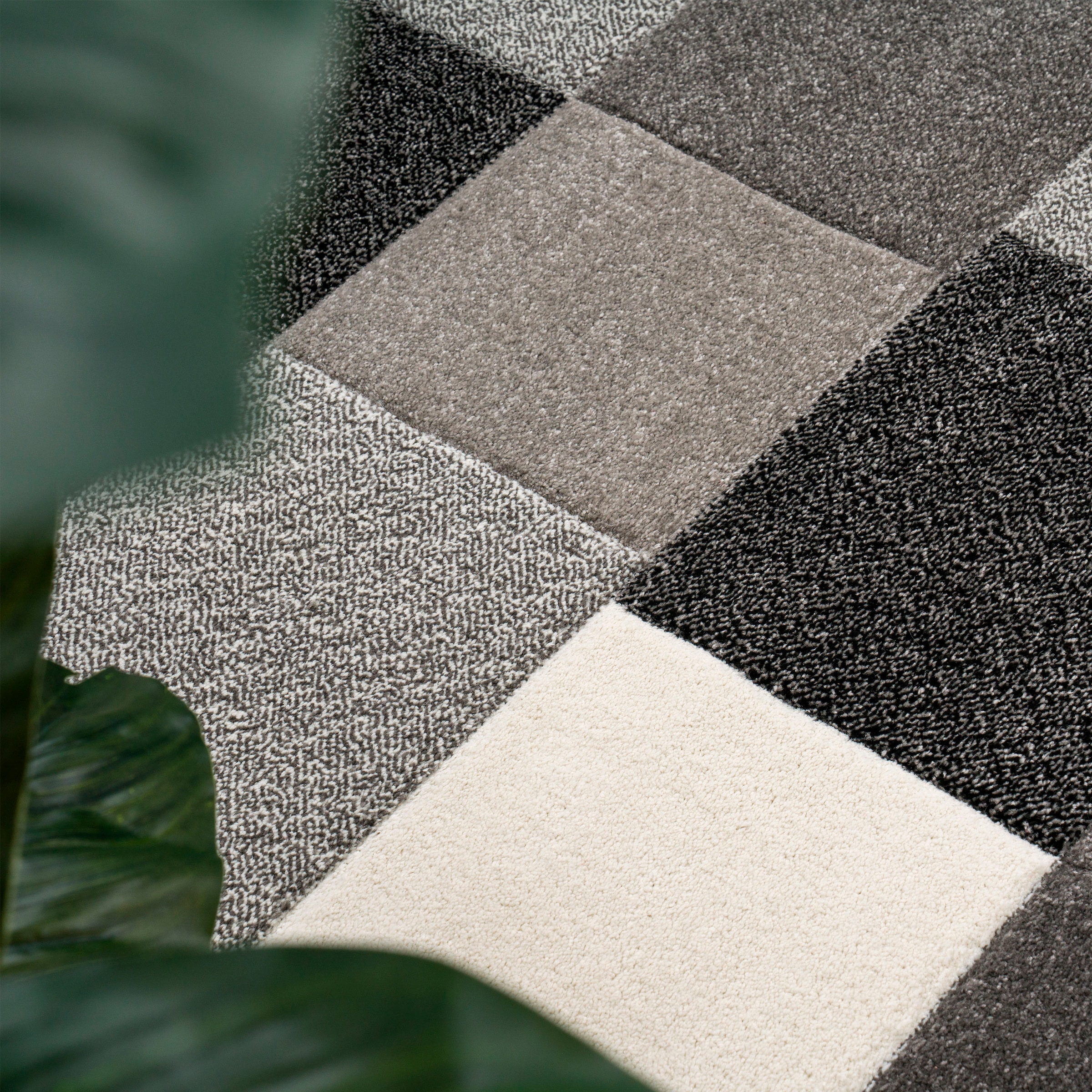 Paco Home Tapis »Brilliance 656« Rectangulaire 17 mm Höhe Kurzflor, modernes Karo Design, handgefertigter Konturenschnitt